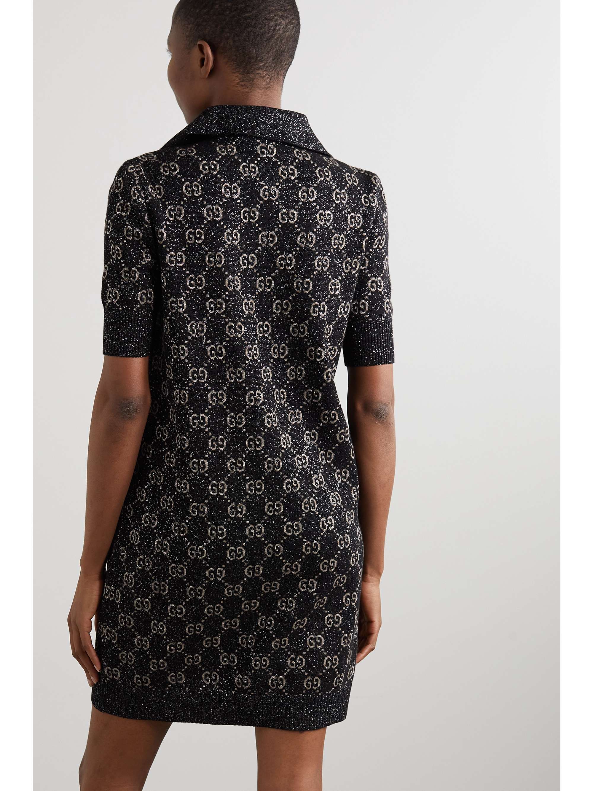 Metallic jacquard-knit cotton-blend mini dress view