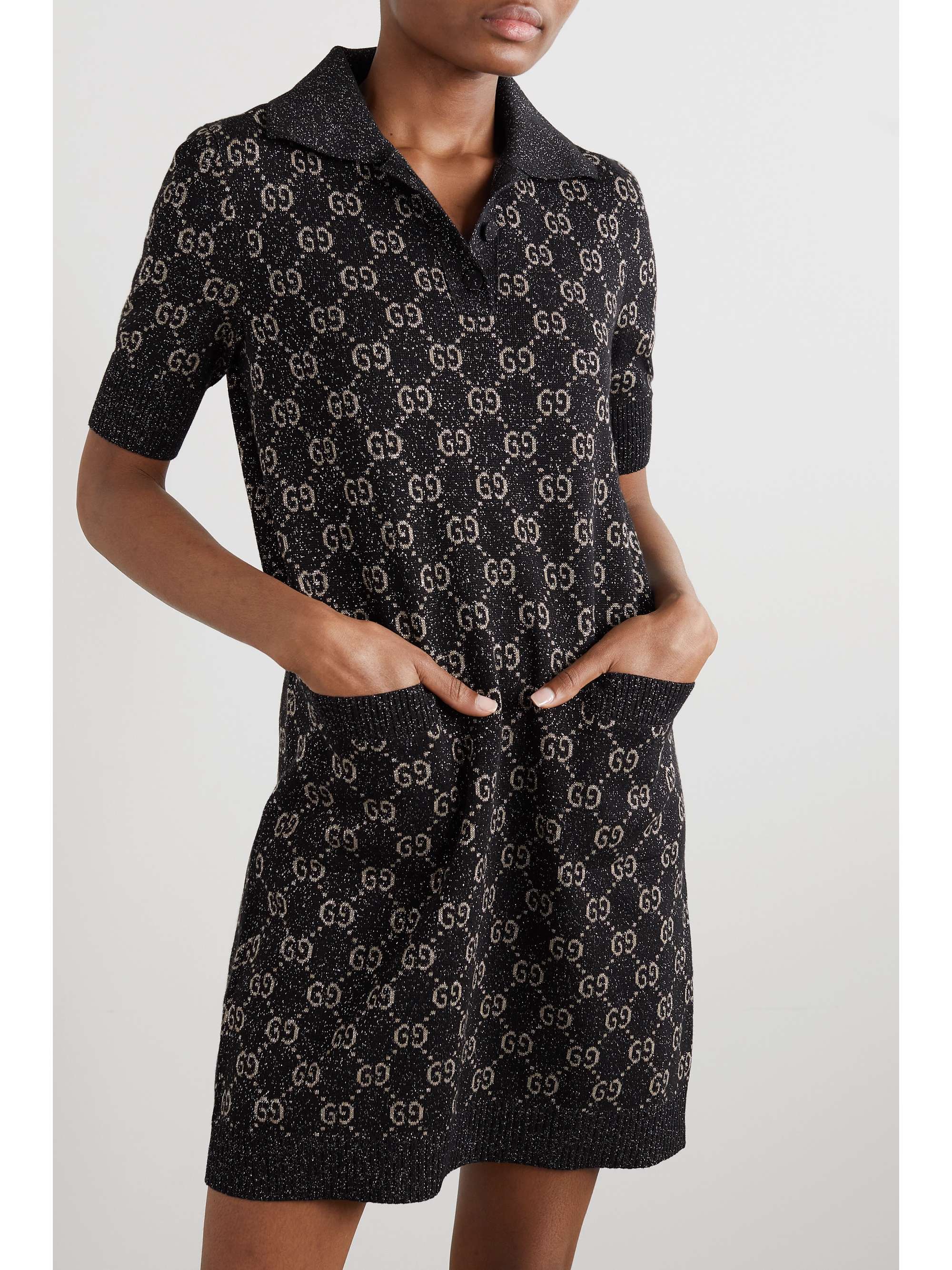 Metallic jacquard-knit cotton-blend mini dress view