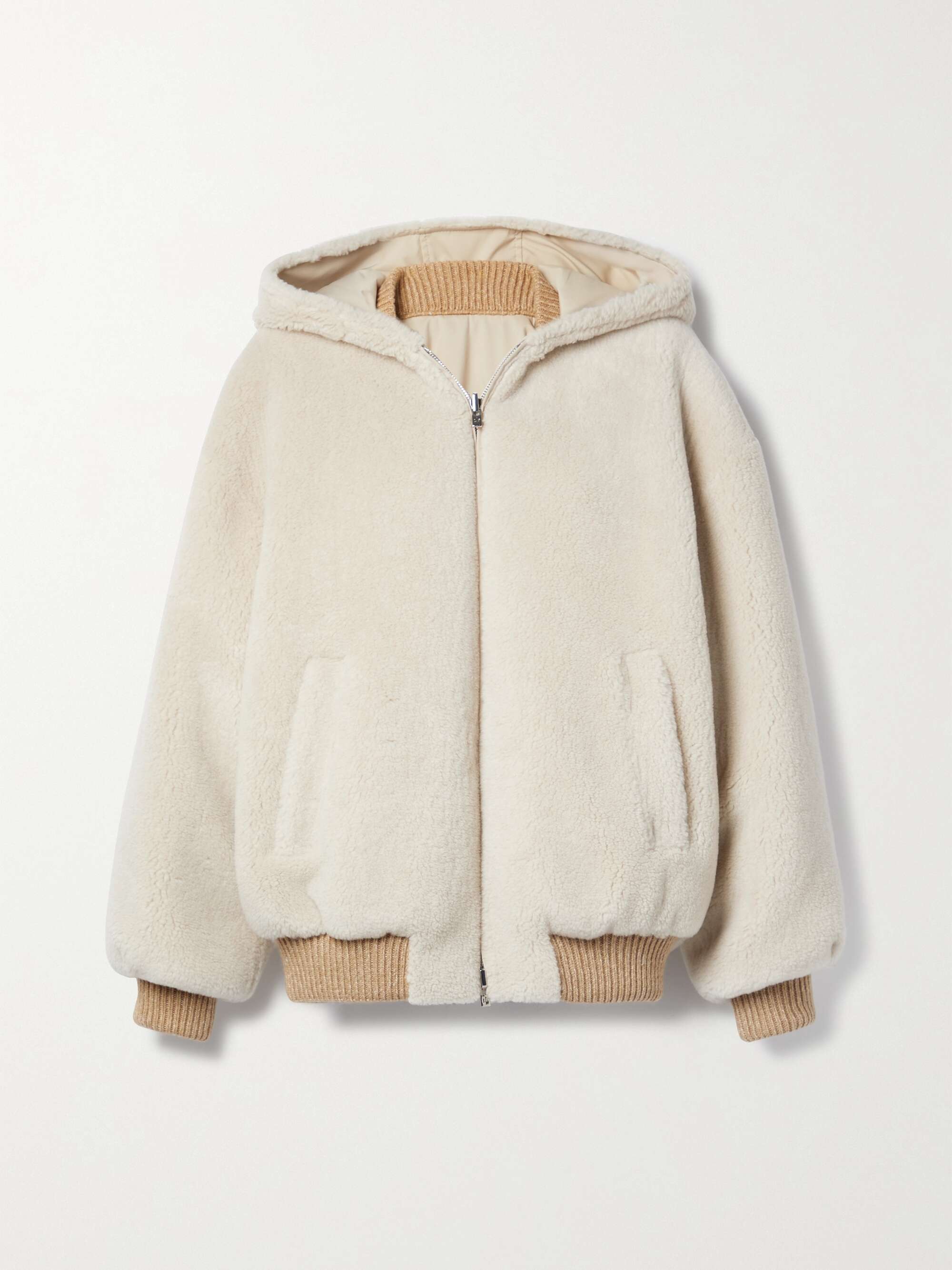 Carley reversible cashmere and silk-blend fleece and twill jacket view