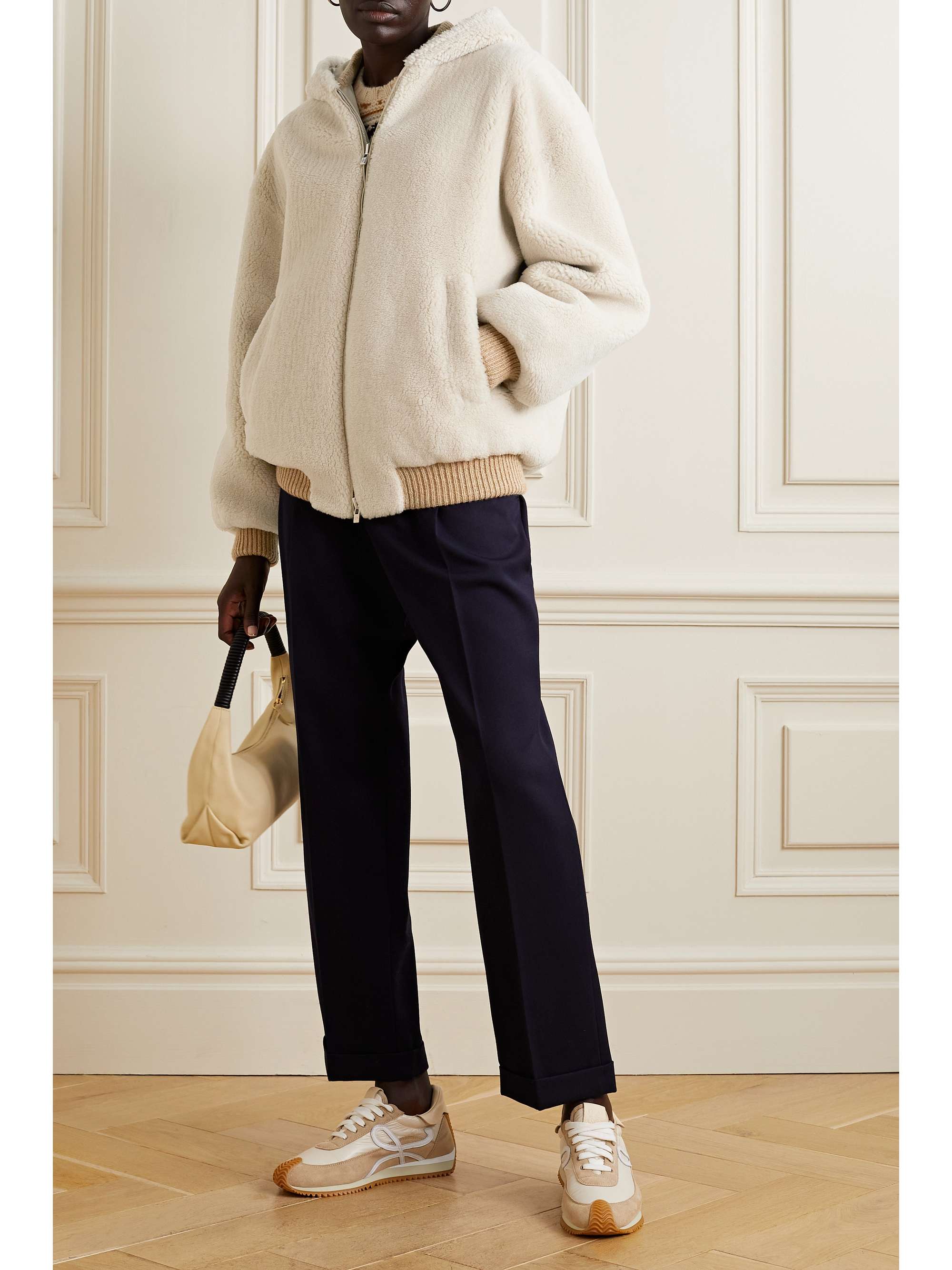 Carley reversible cashmere and silk-blend fleece and twill jacket view