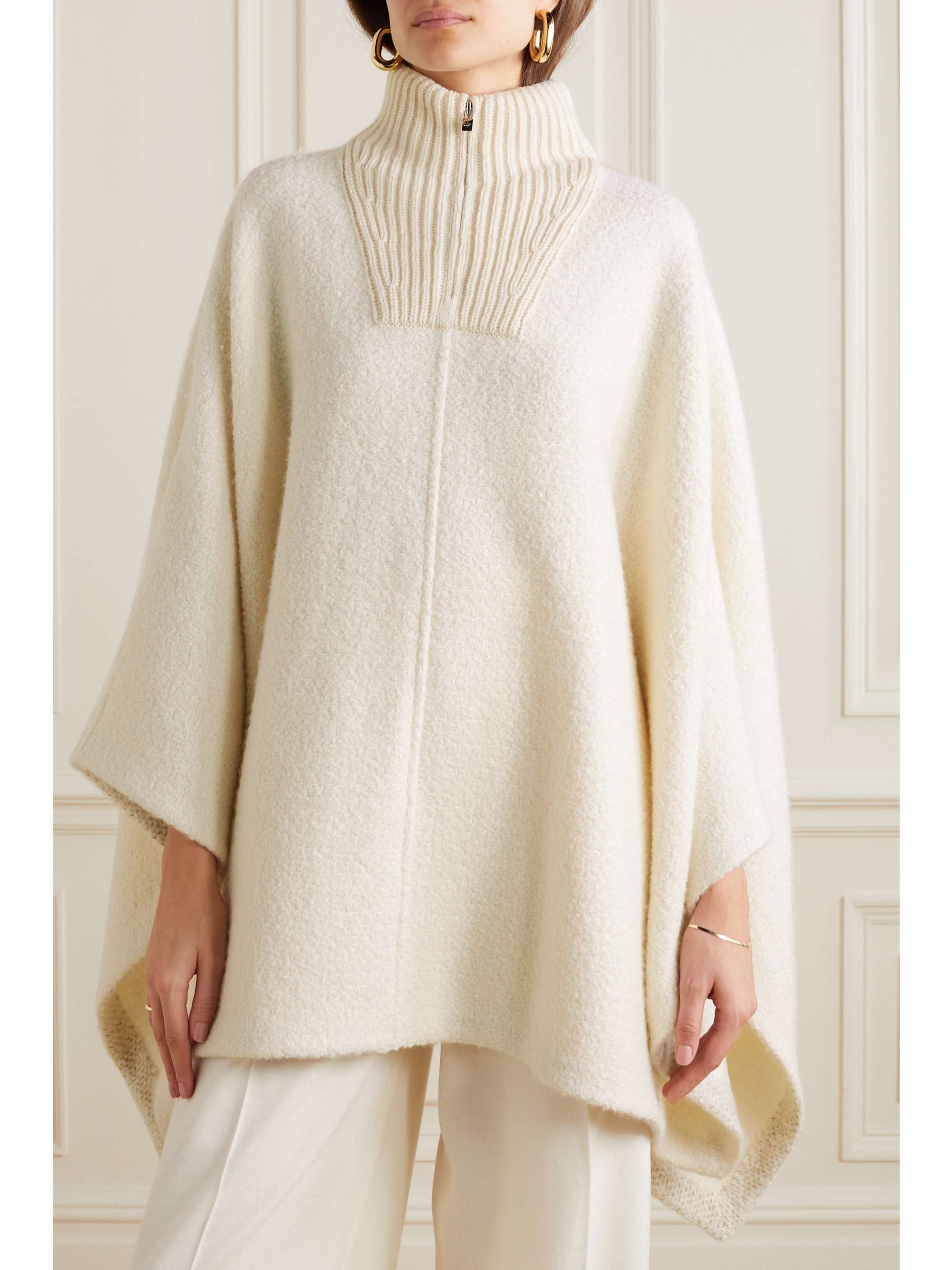 Britney cashmere and silk-blend turtleneck poncho view