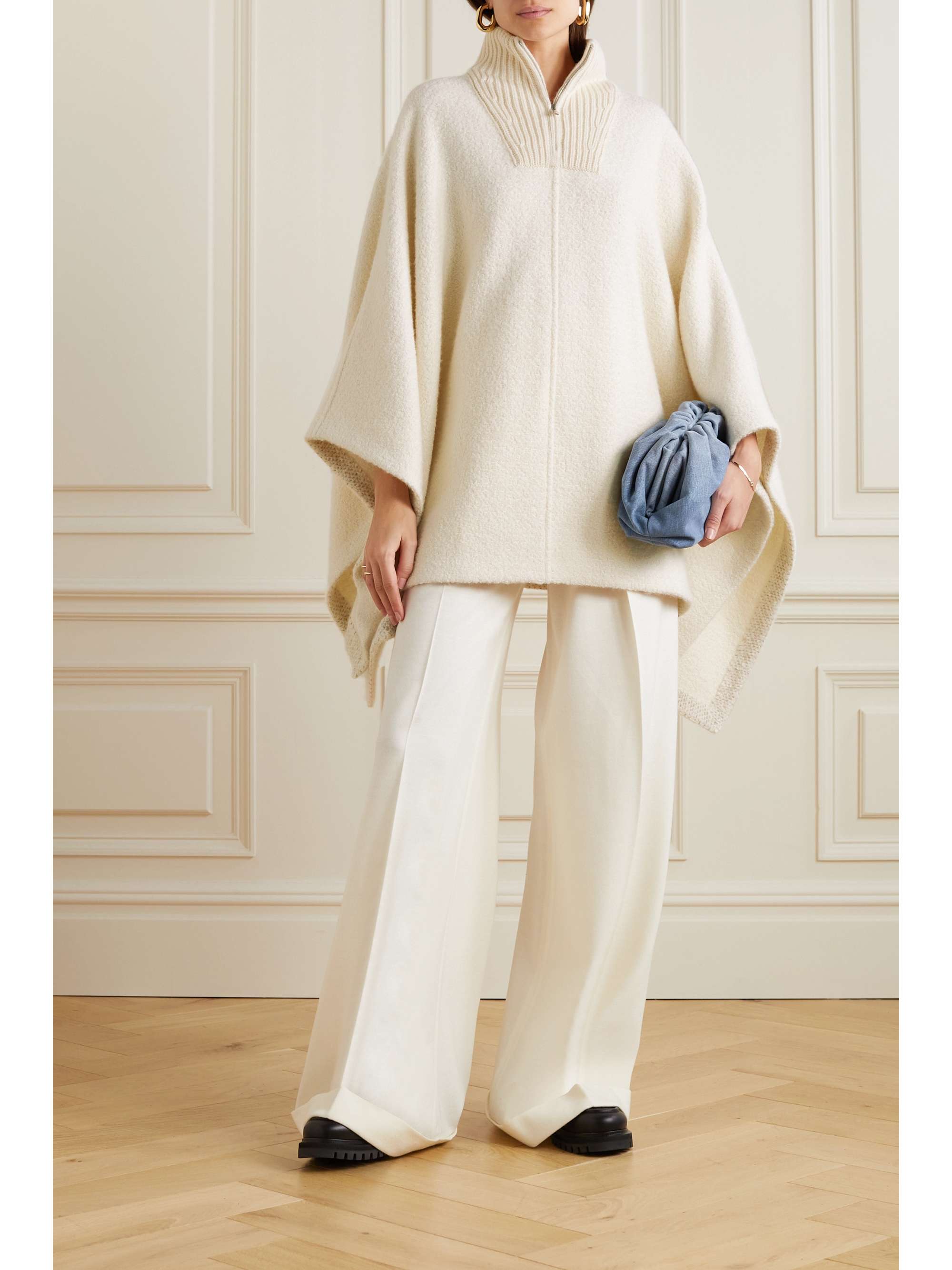 Britney cashmere and silk-blend turtleneck poncho view