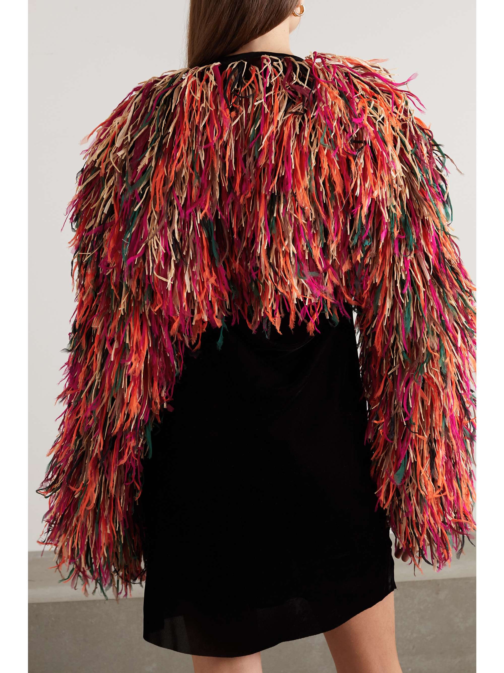 Fringed raffia and organza jacket view