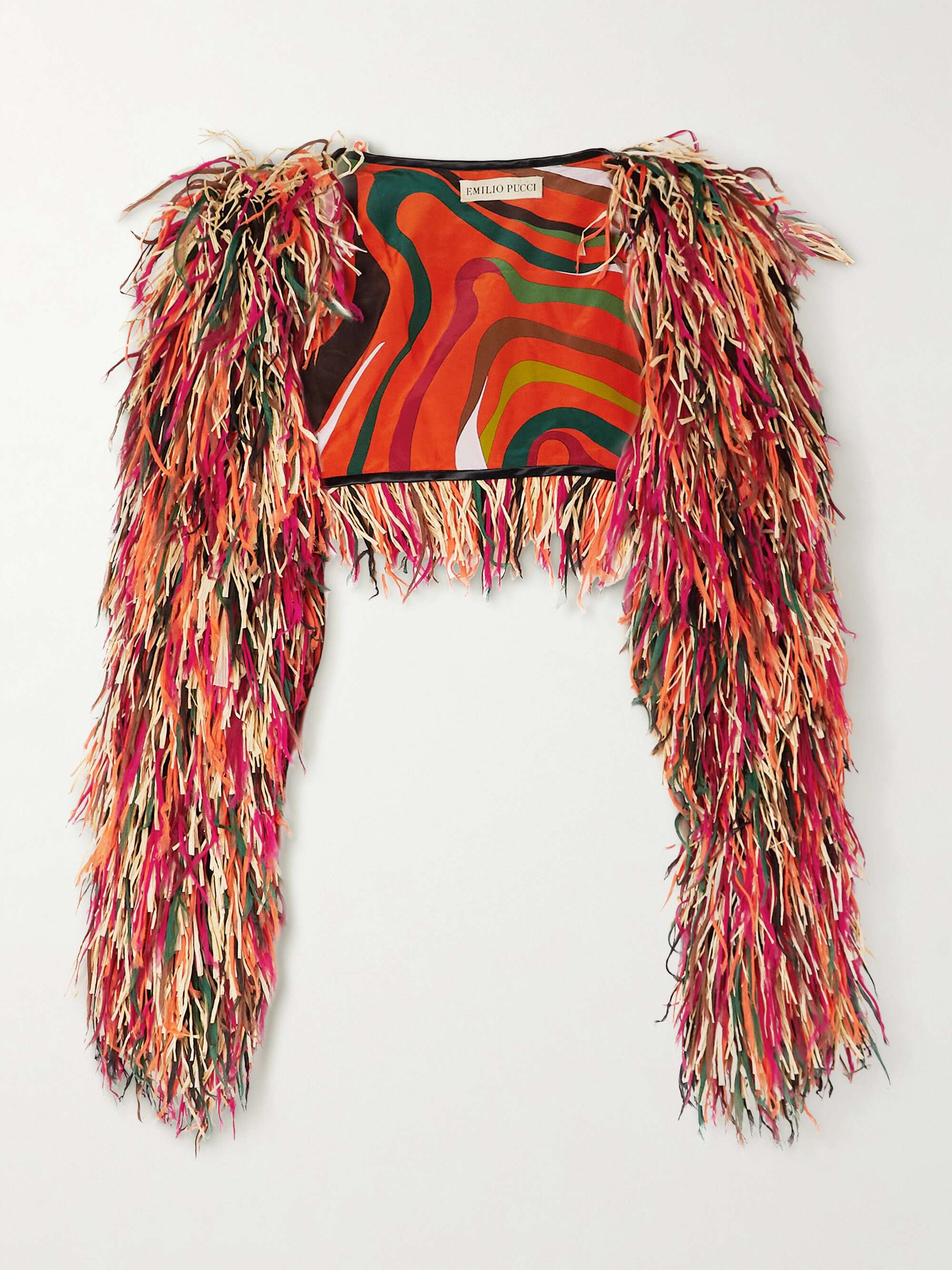 Fringed raffia and organza jacket view