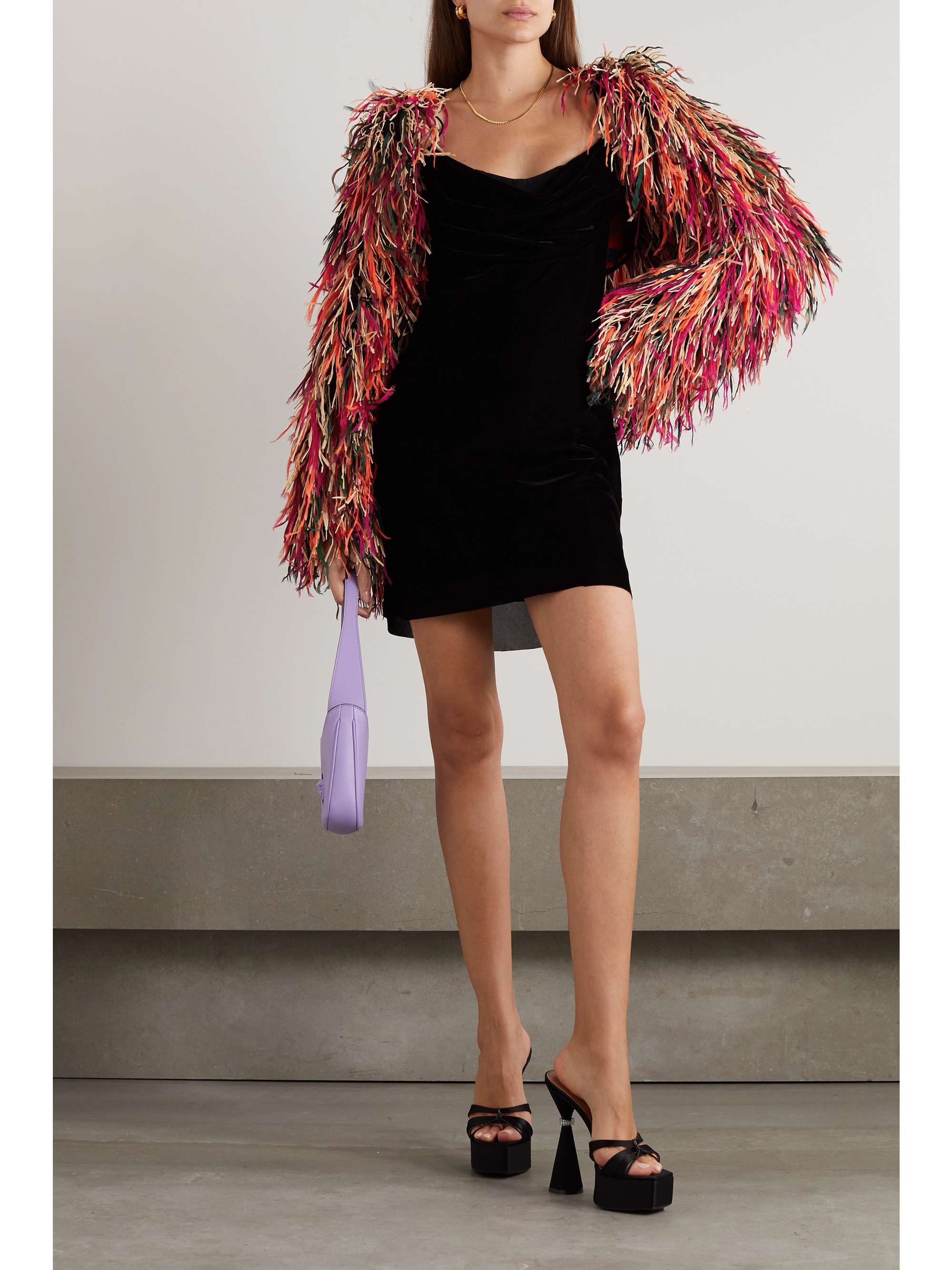 Fringed raffia and organza jacket view