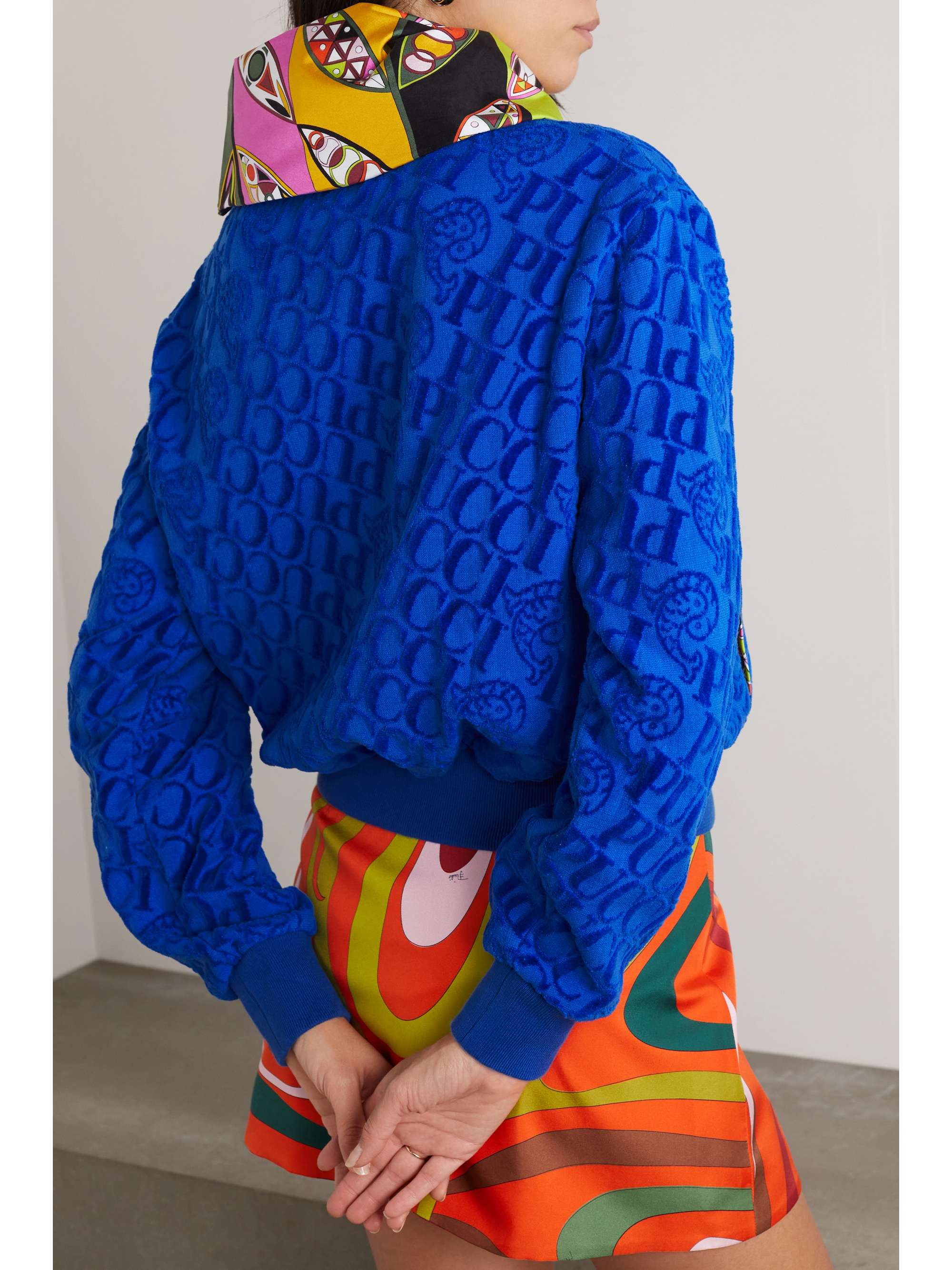 Silk twill and cotton-terry jacquard sweatshirt view