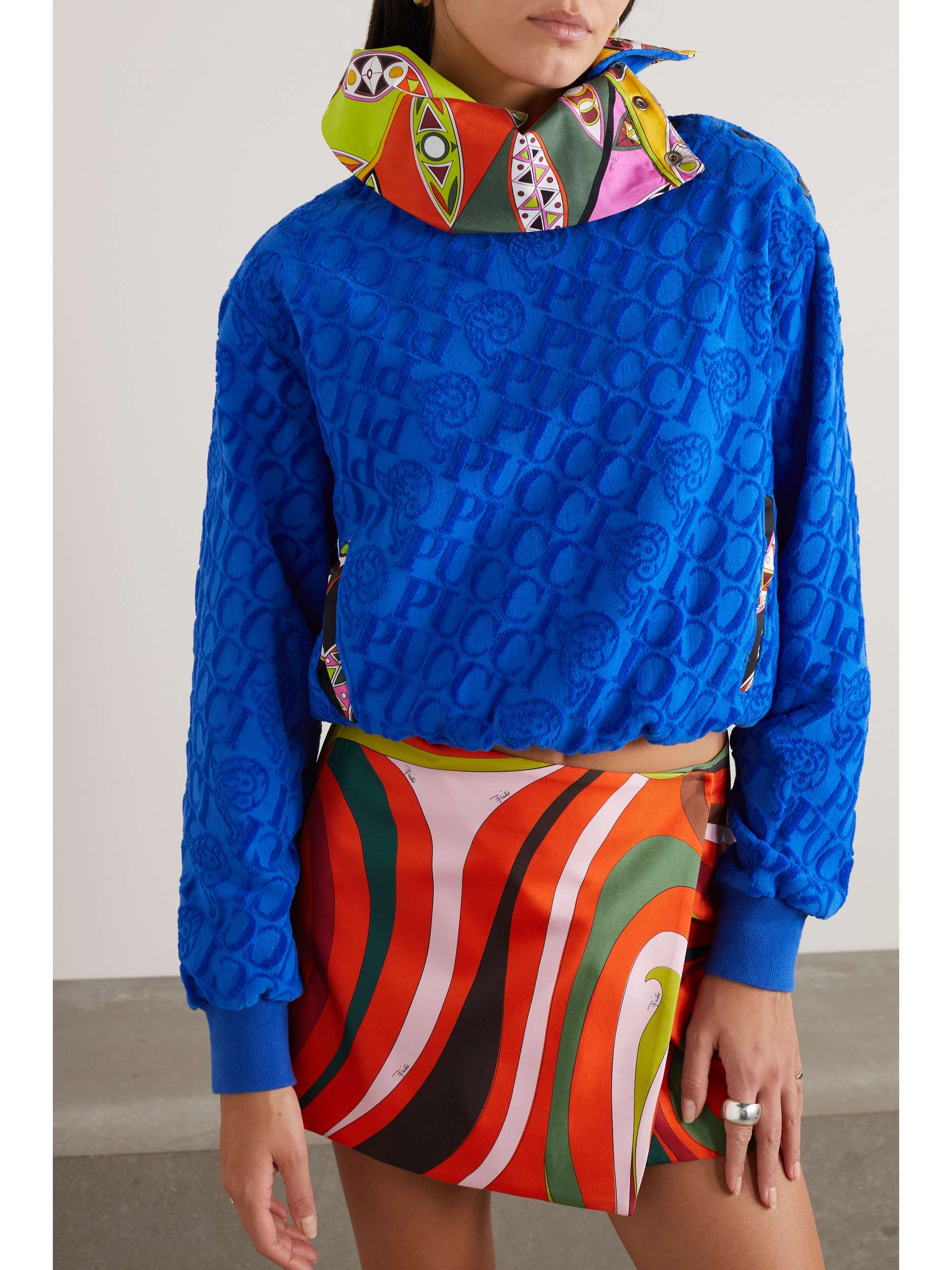 Silk twill and cotton-terry jacquard sweatshirt view