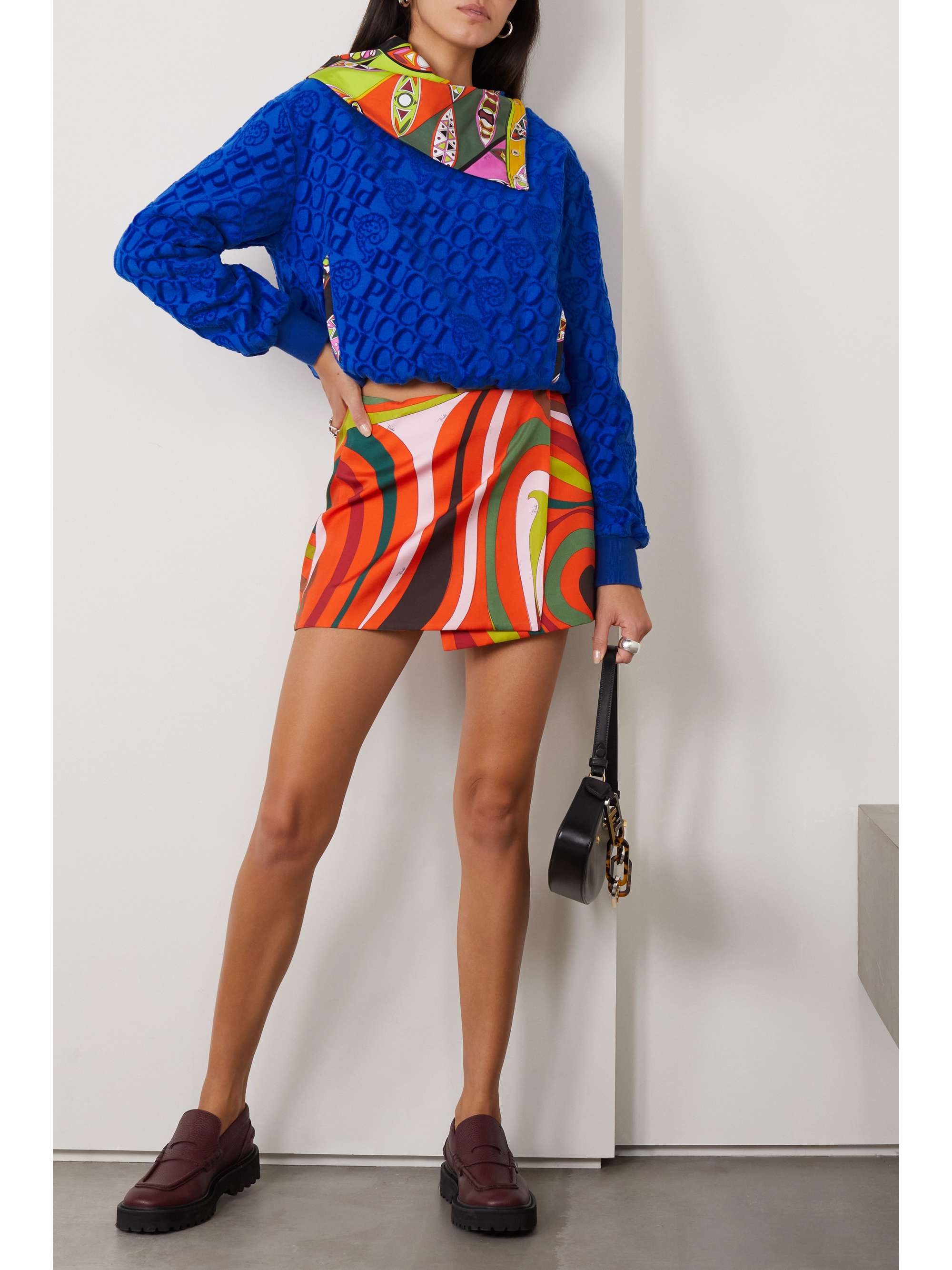 Silk twill and cotton-terry jacquard sweatshirt view