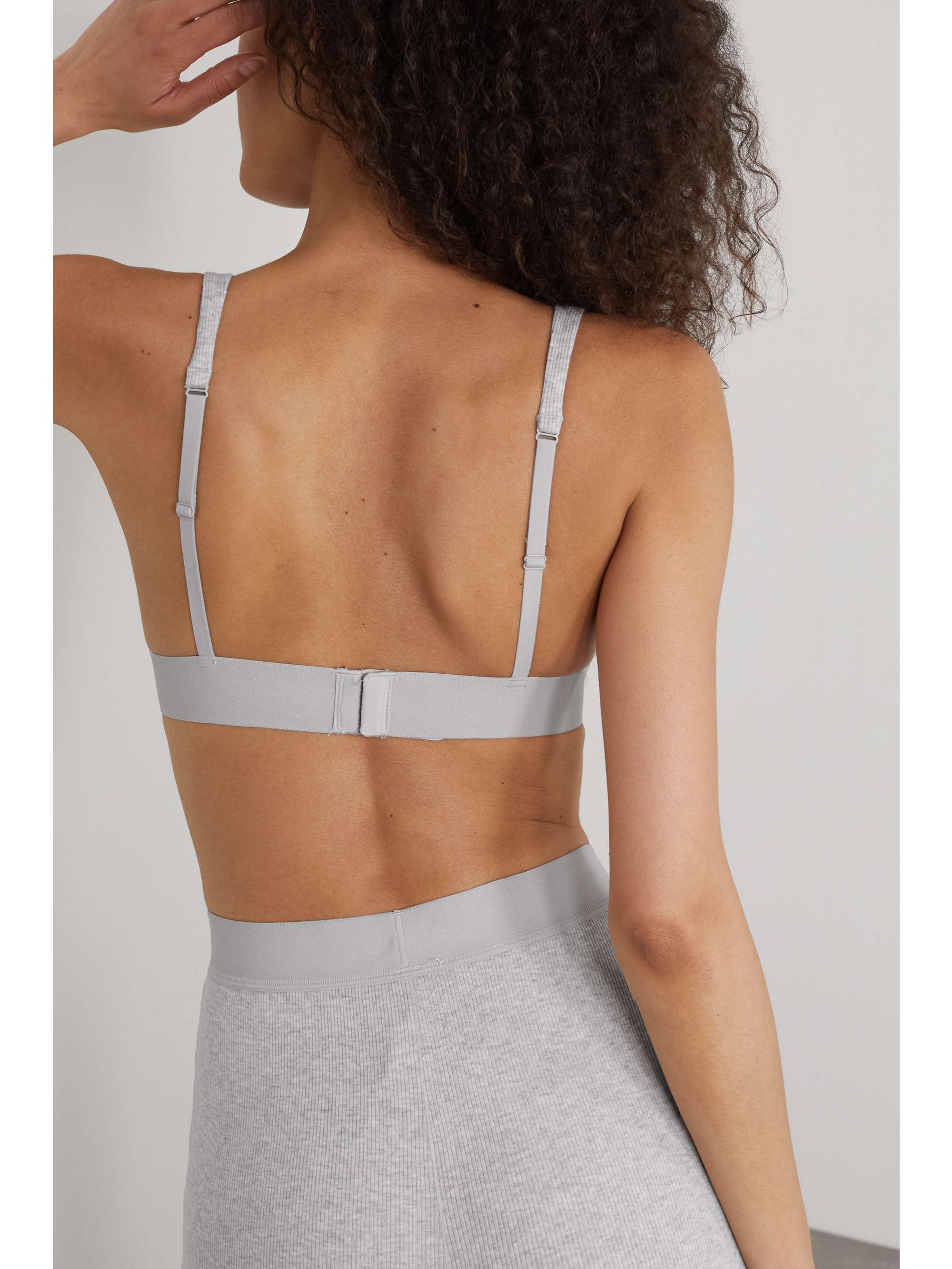 Plunge ribbed cotton-blend jersey bralette view