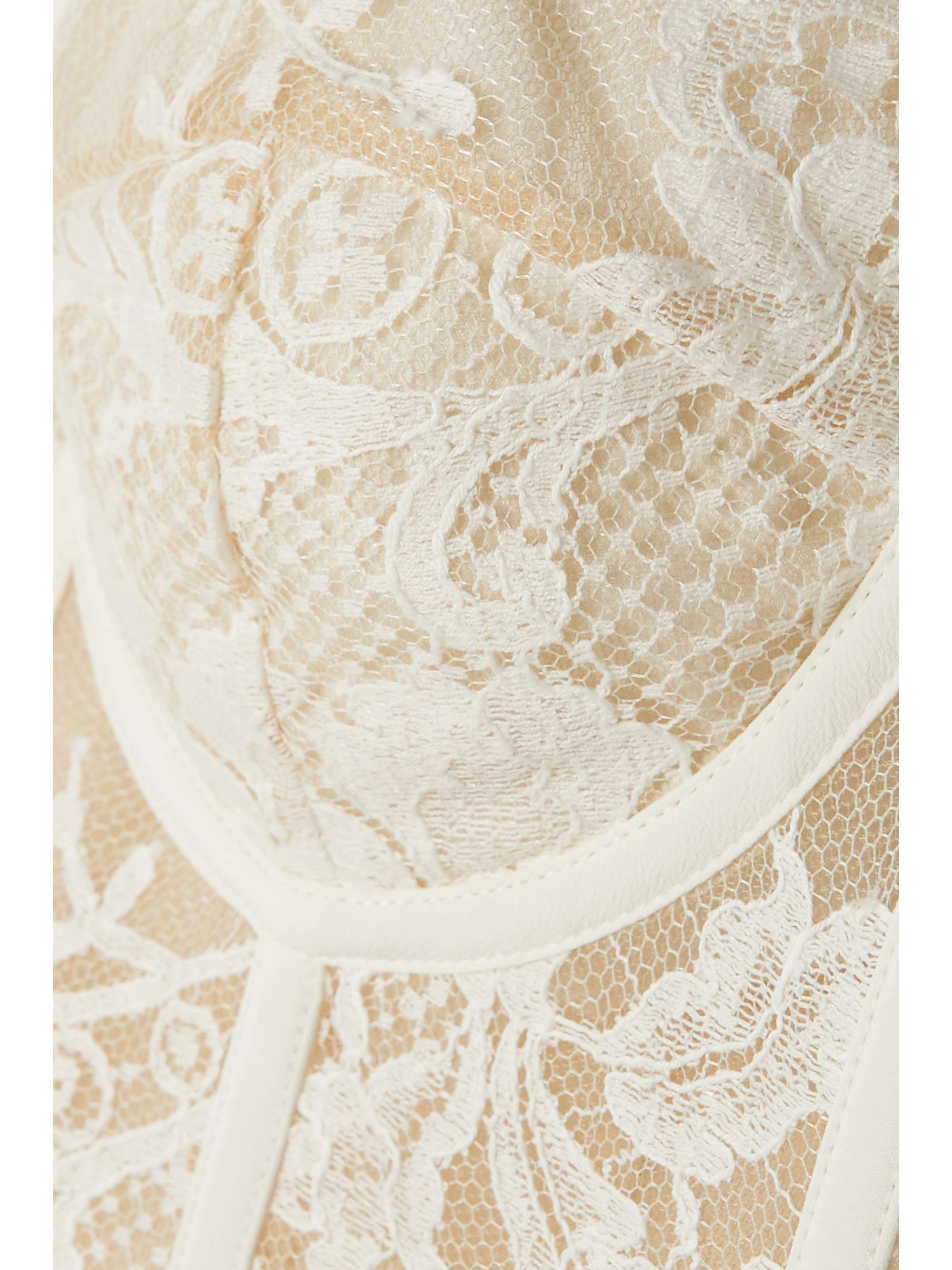 Satin-trimmed cotton-blend corded lace bustier top view