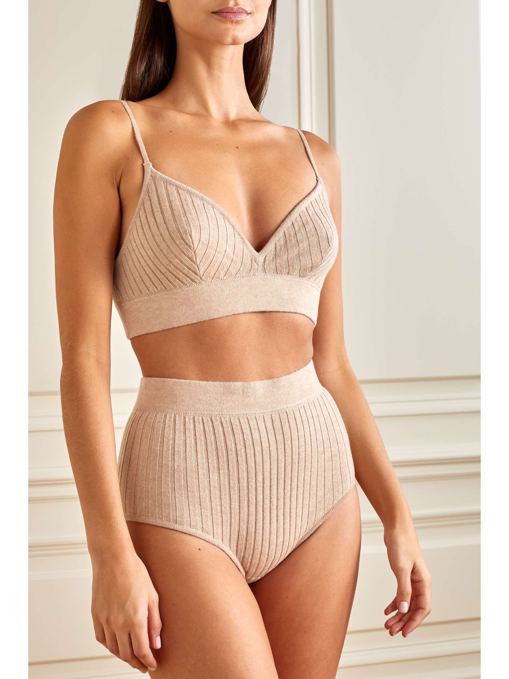 Coeur ribbed wool and cashmere-blend briefs view