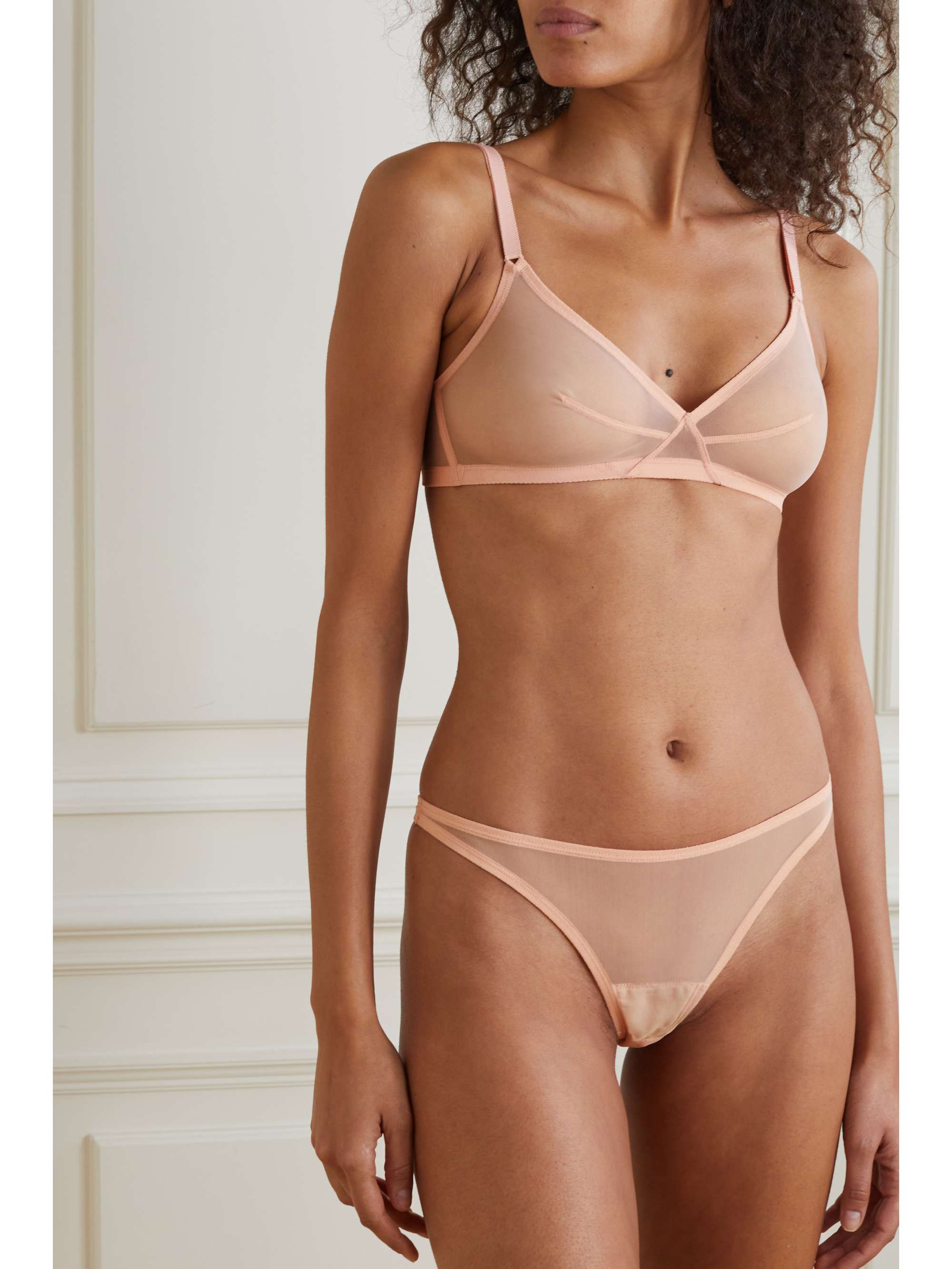 Promesse stretch-tulle thong view