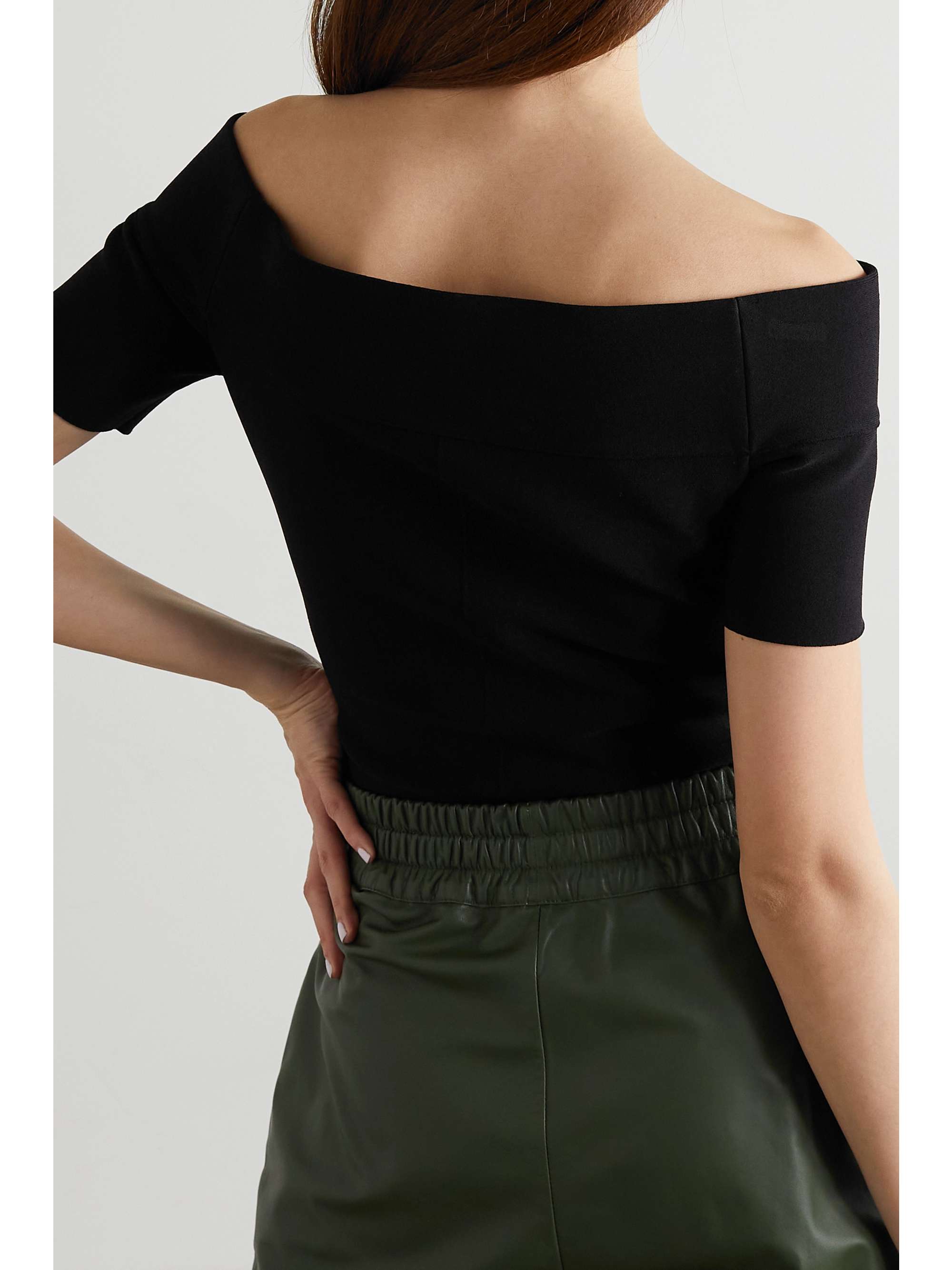 Off-the-shoulder stretch-knit top view