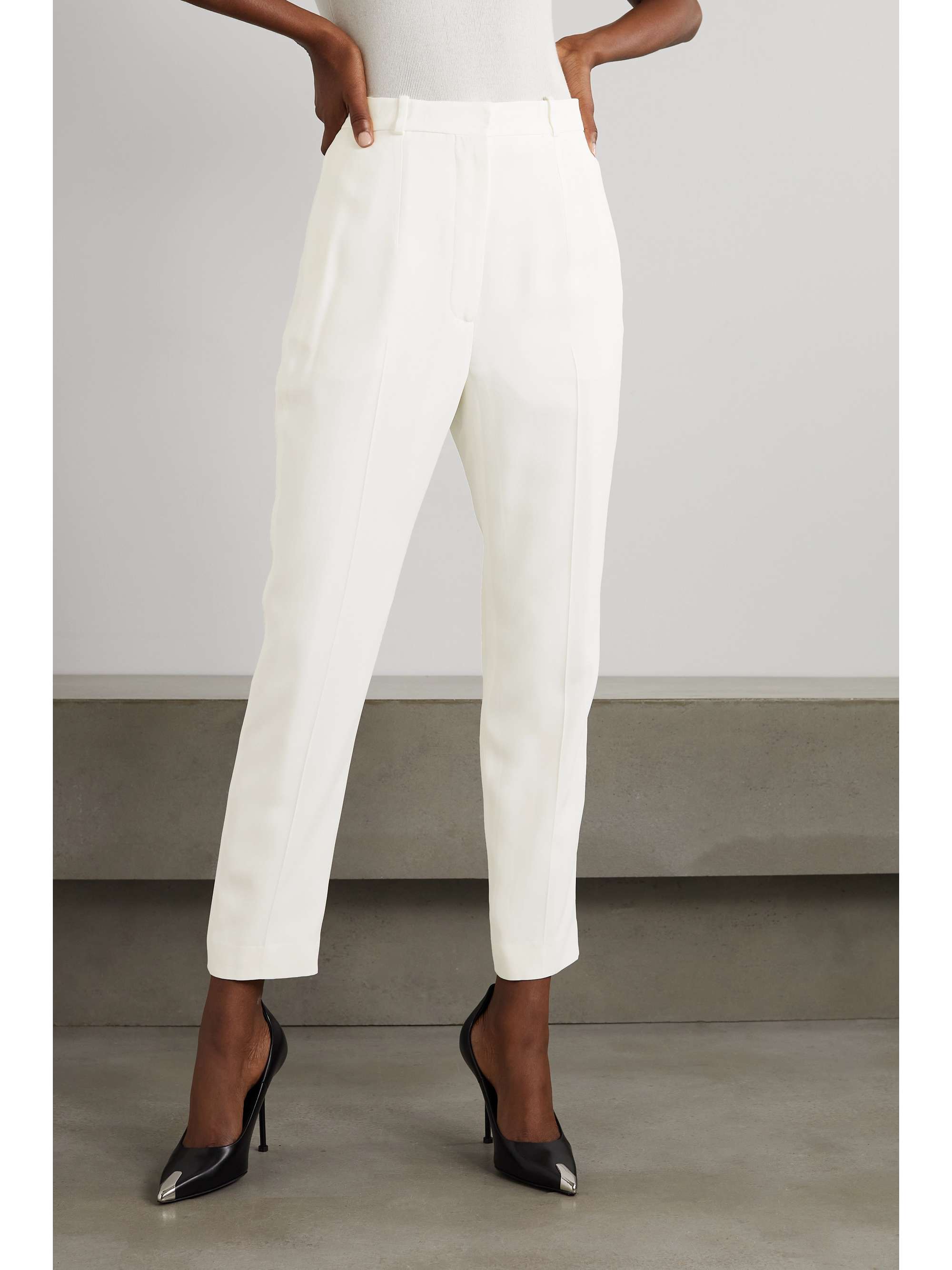 Straight-leg crepe pants view