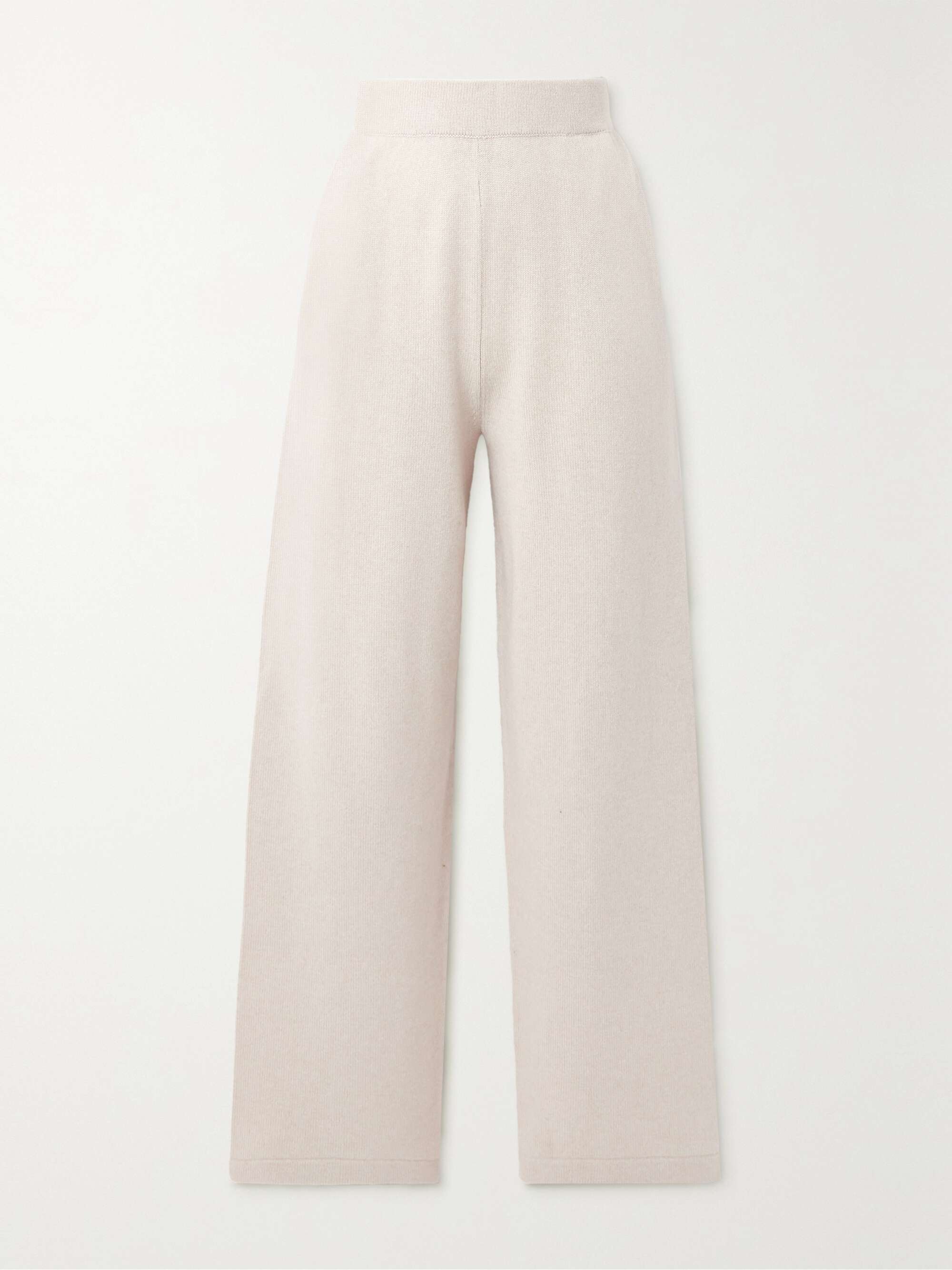 Golden cashmere and wool-blend track pants view