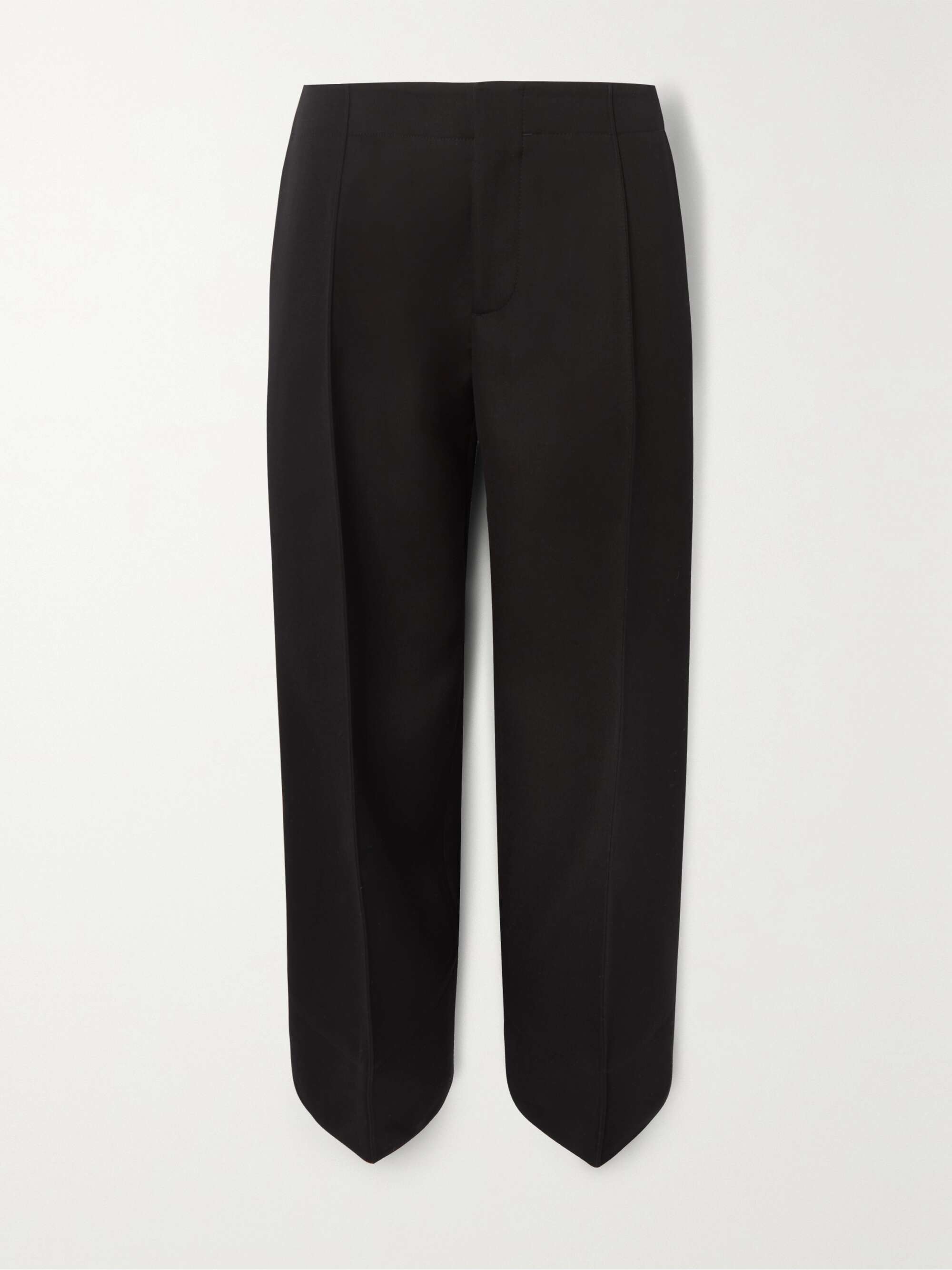 Pleated grain de poudre wool straight-leg pants view