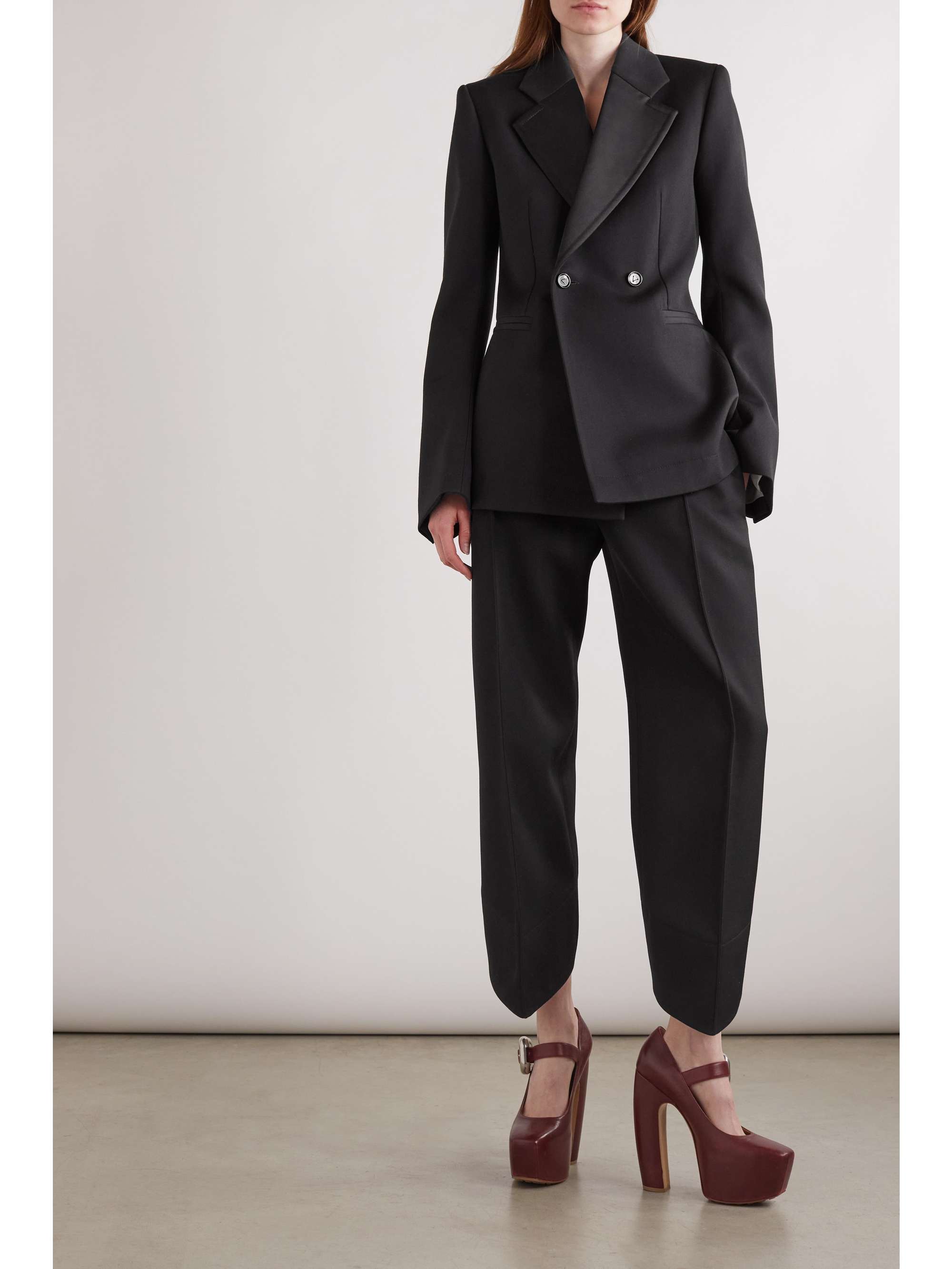 Pleated grain de poudre wool straight-leg pants view