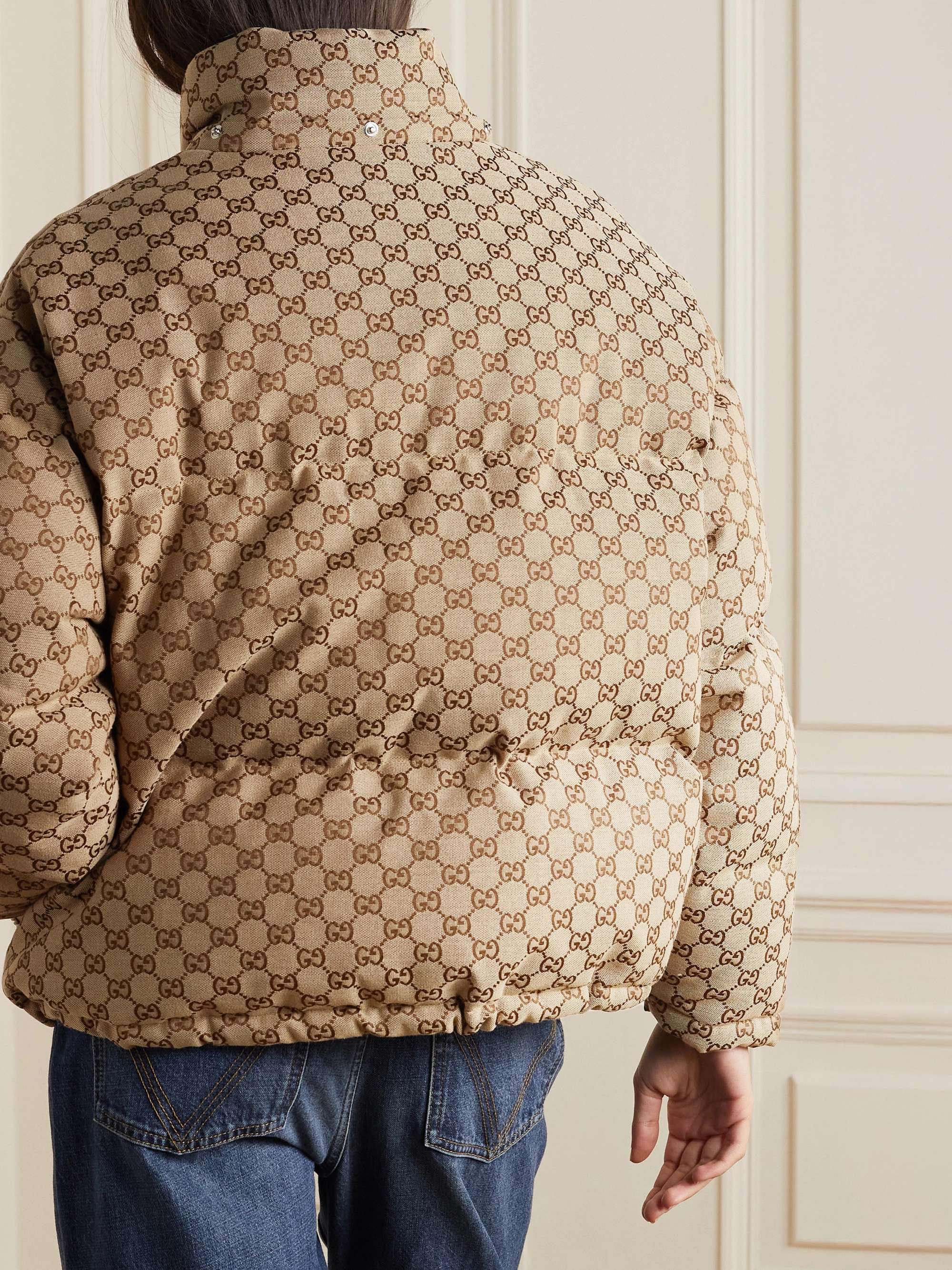 Hooded padded cotton-blend logo-jacquard down jacket view