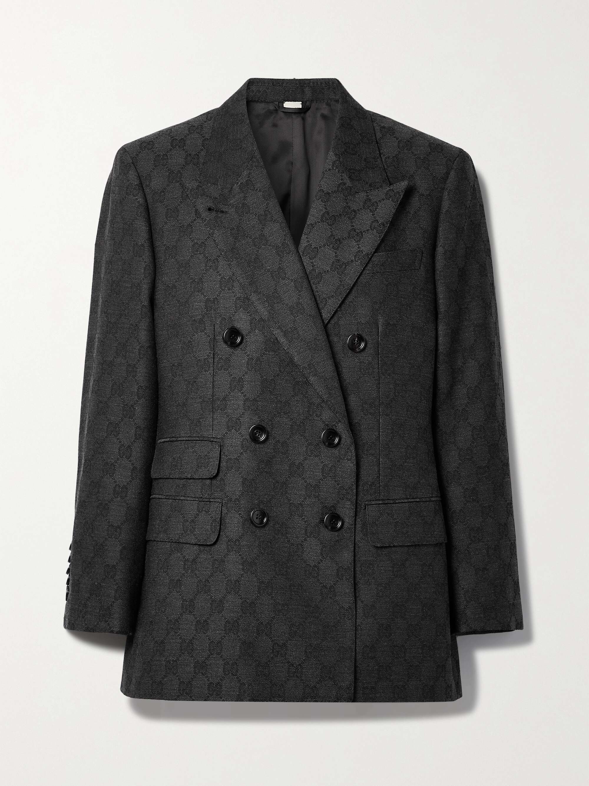 Double-breasted wool-jacquard blazer view