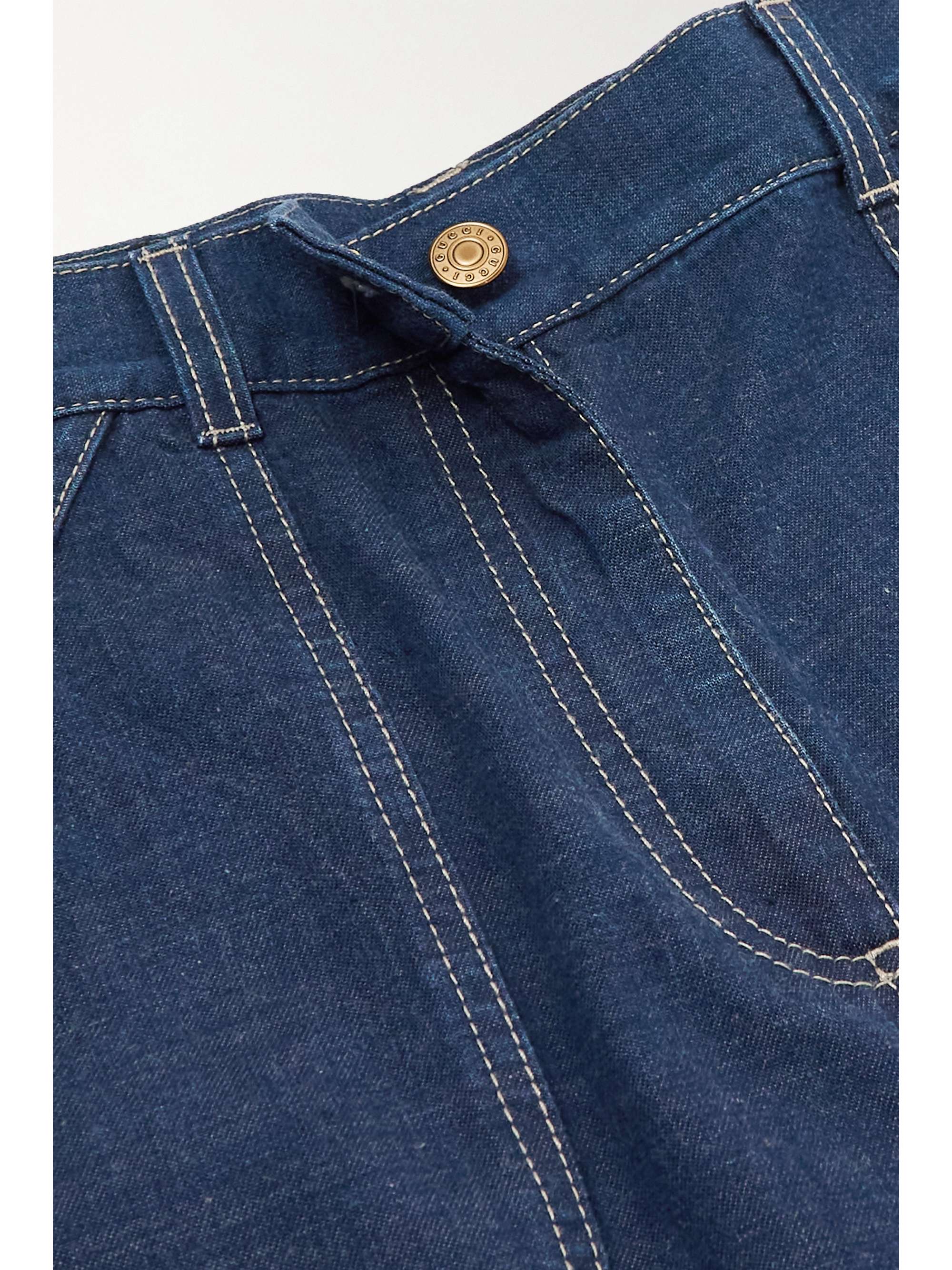 Wide-leg coated-canvas trimmed jeans view