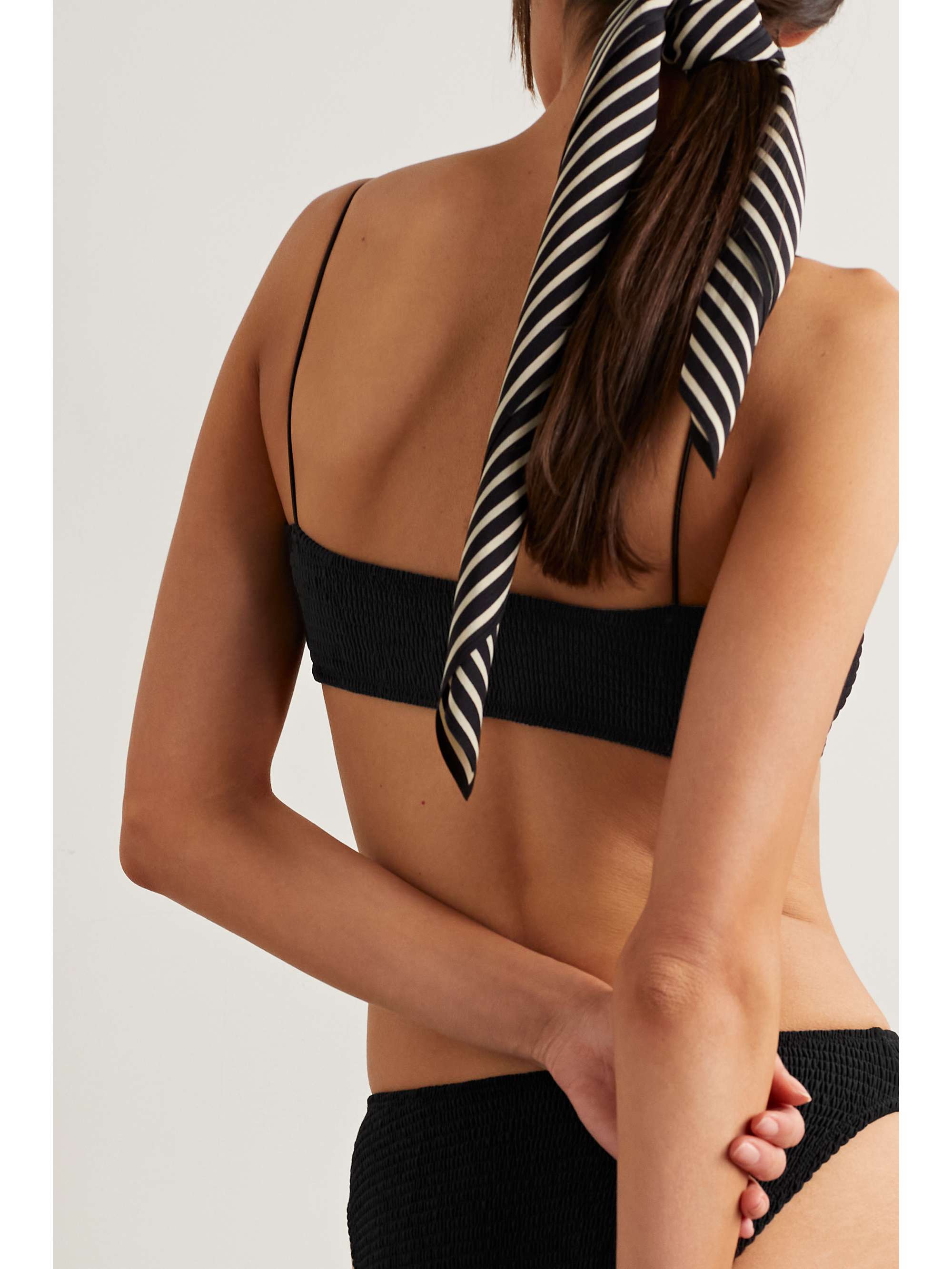 + NET SUSTAIN smocked recycled bikini top view