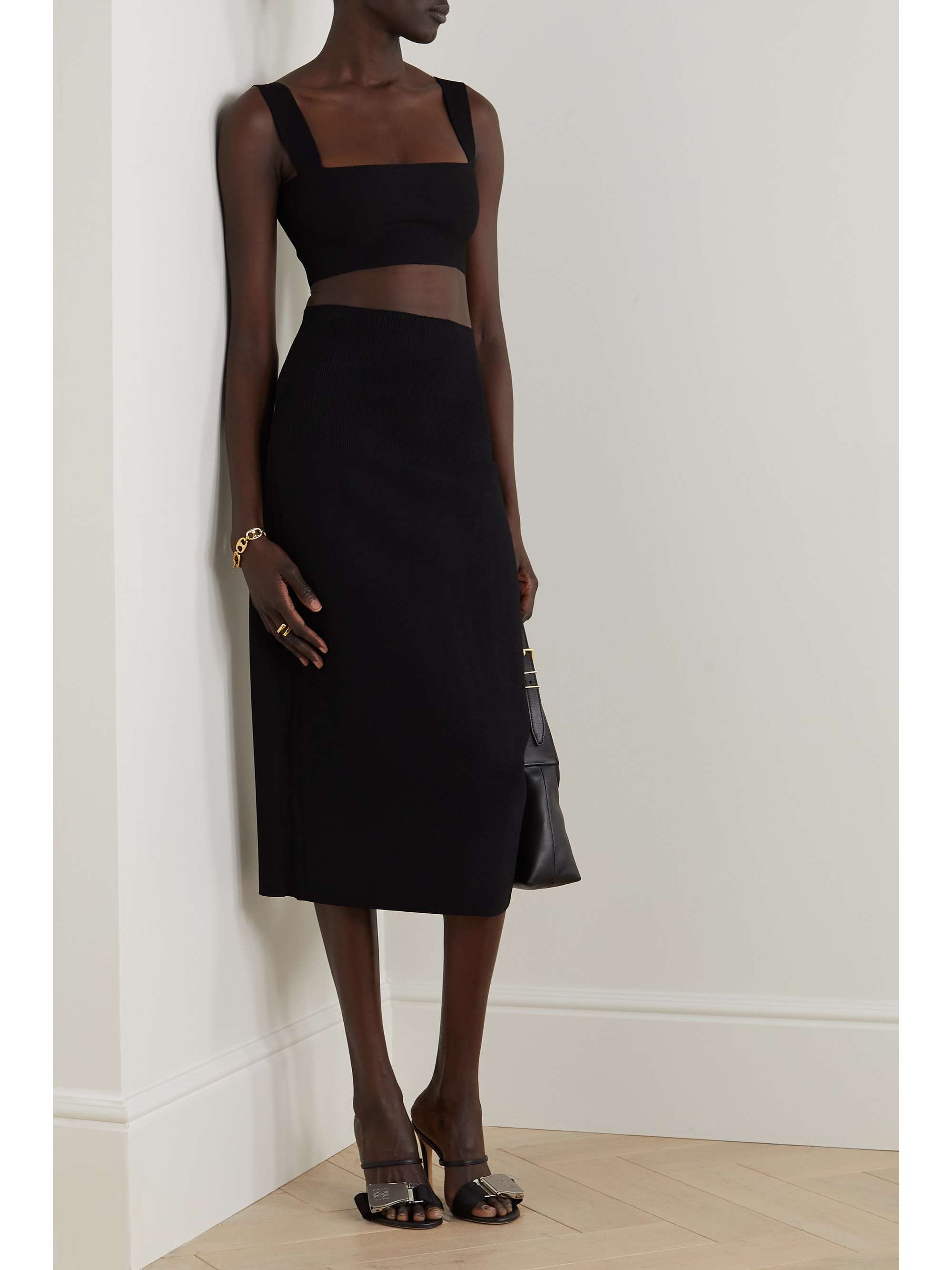 VB Body ribbed stretch-knit midi skirt view
