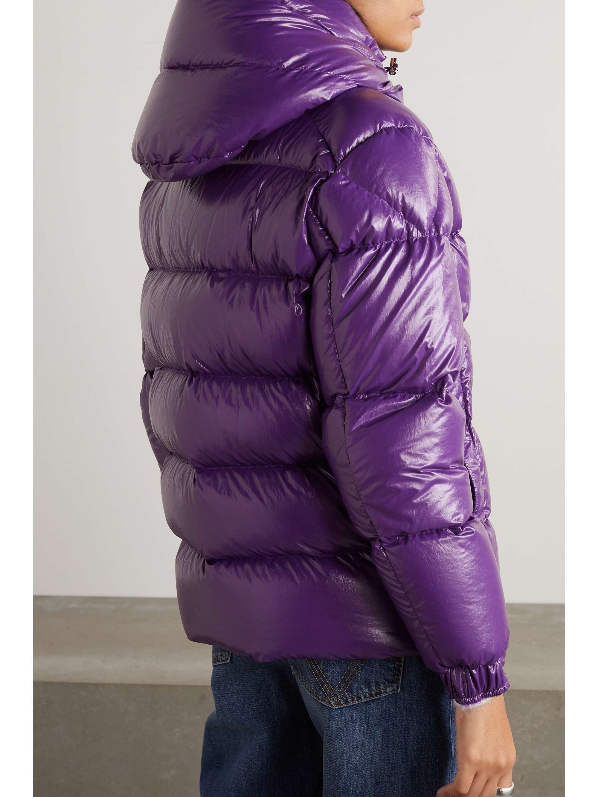 Maya hooded quilted glossed-shell down jacket view