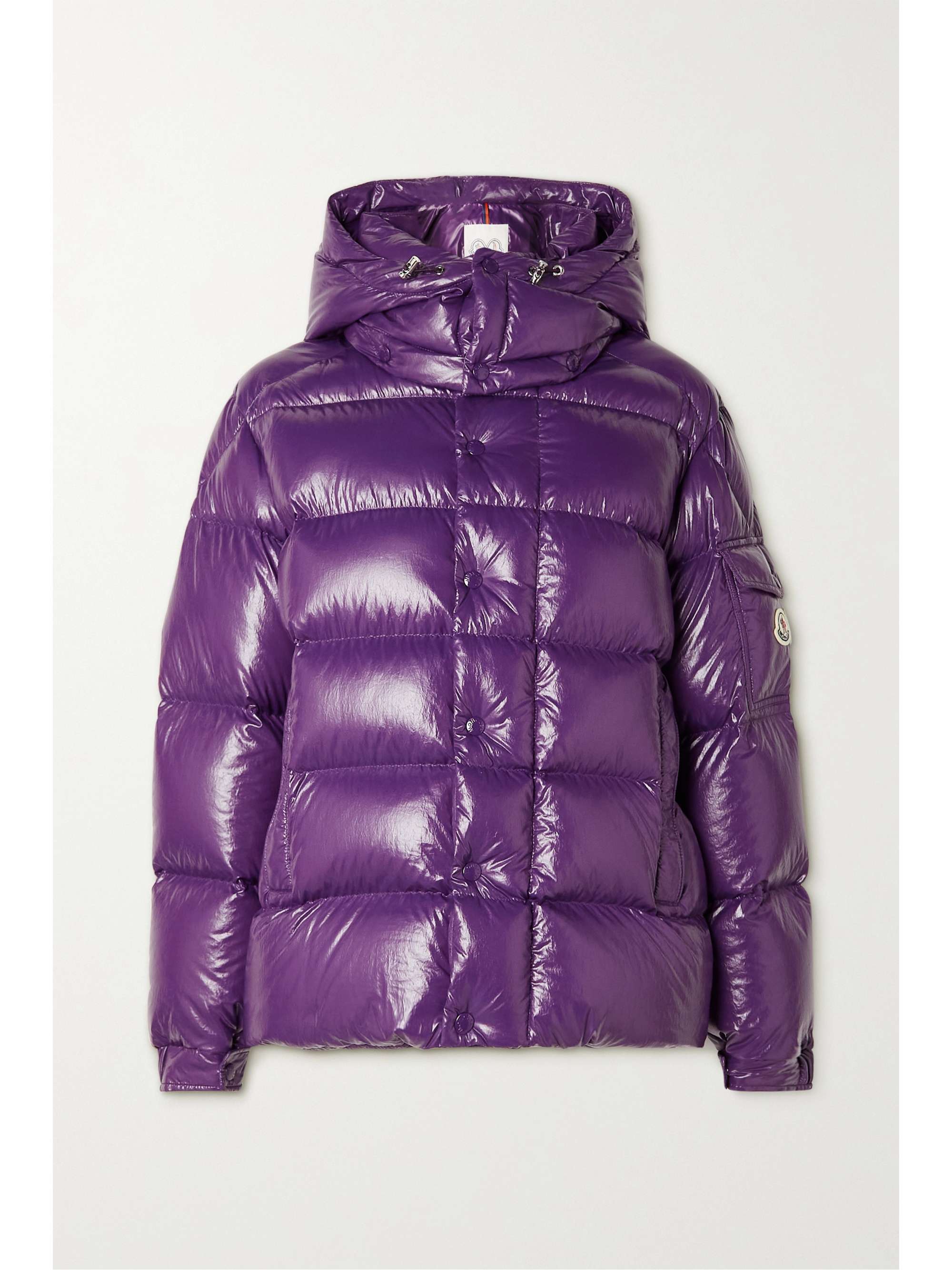 Maya hooded quilted glossed-shell down jacket view
