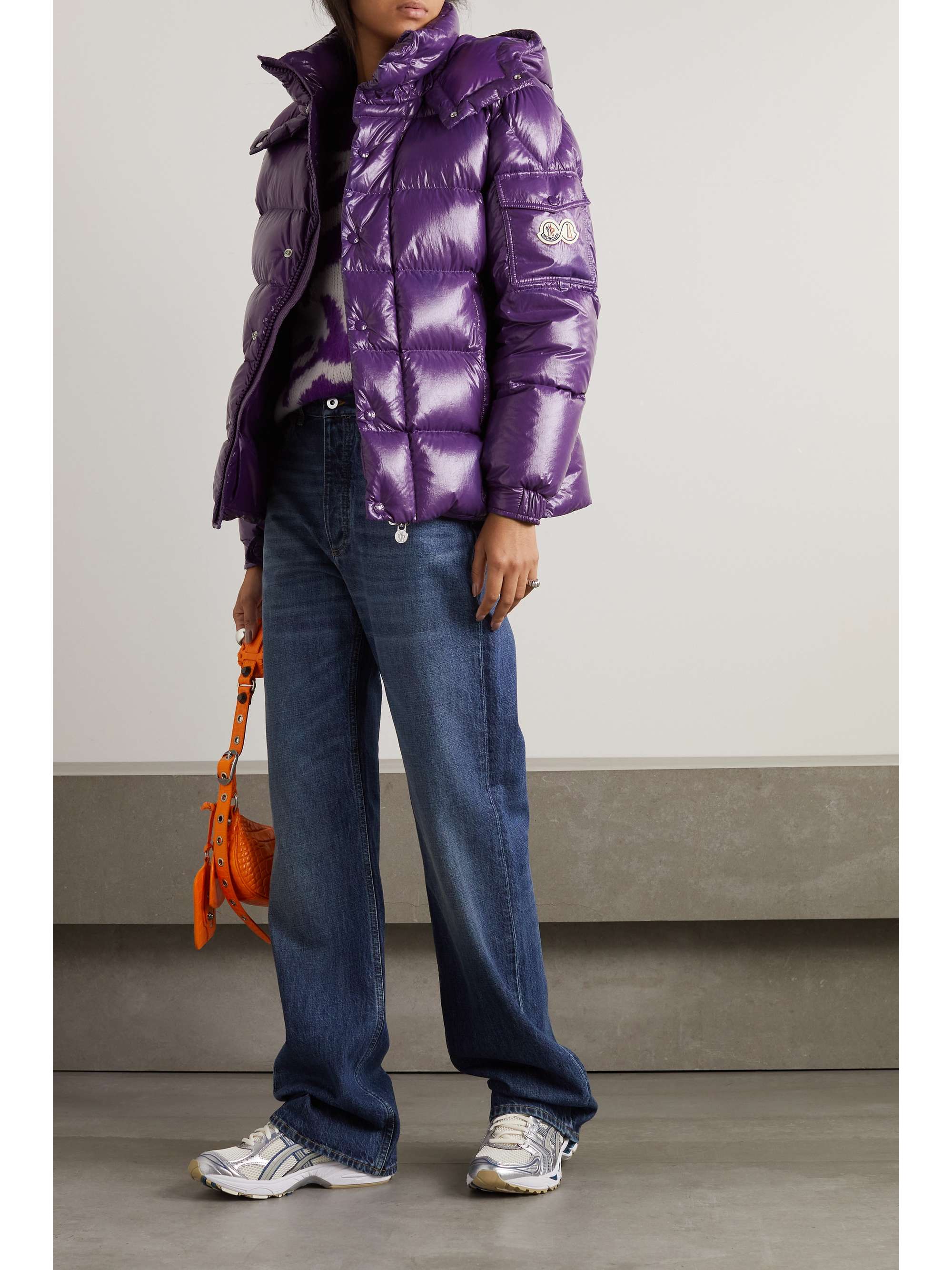 Maya hooded quilted glossed-shell down jacket view