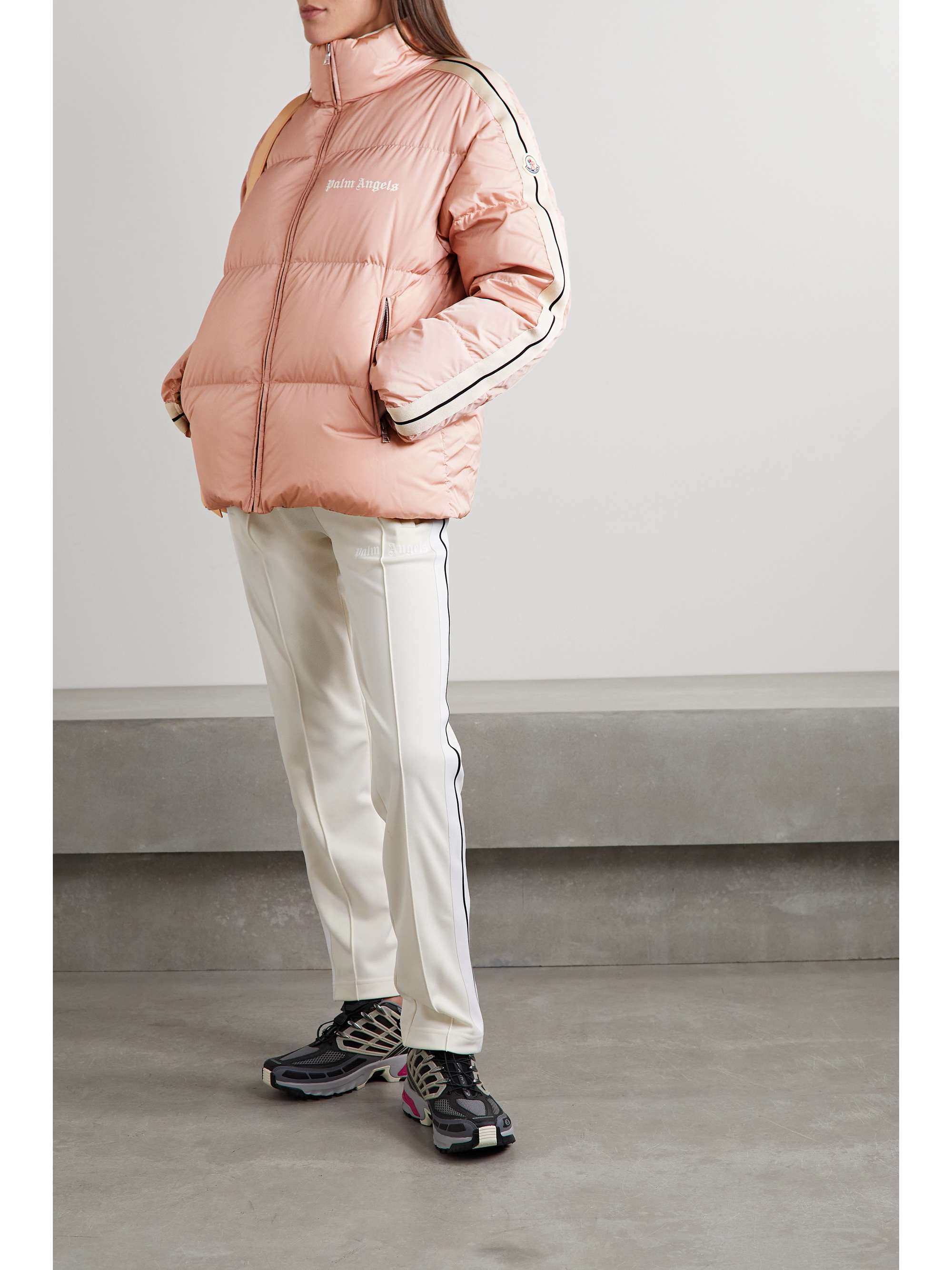 + Palm Angels Rodman striped quilted shell down jacket view