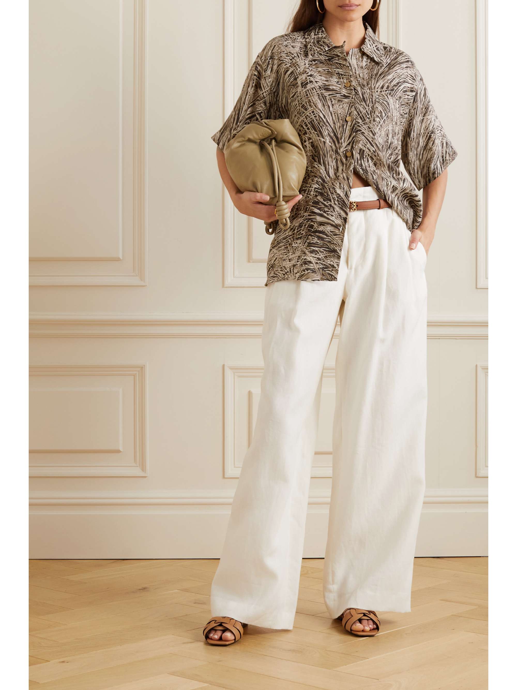 Printed linen-gauze shirt view