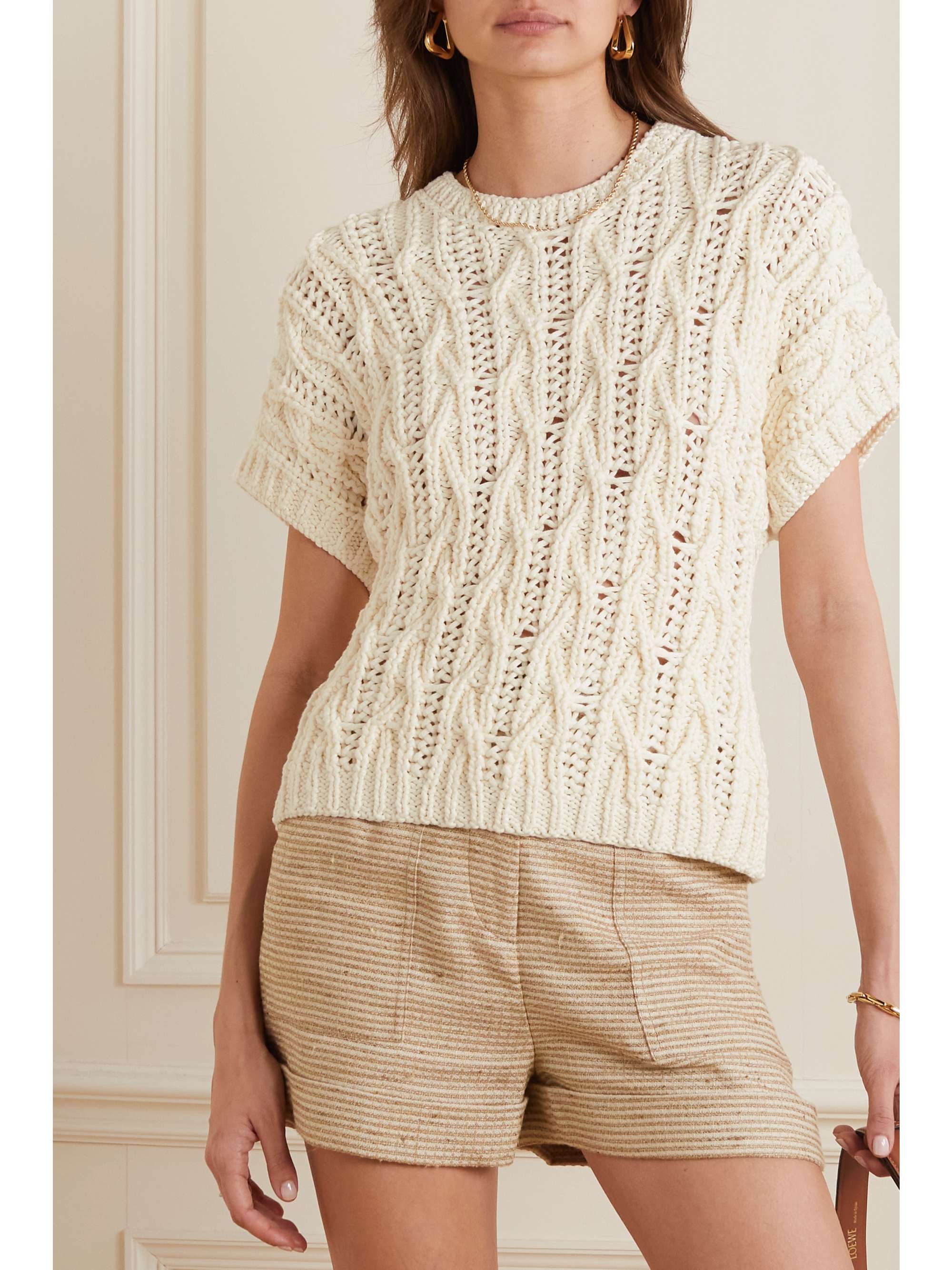 Cable-knit cashmere-blend sweater view