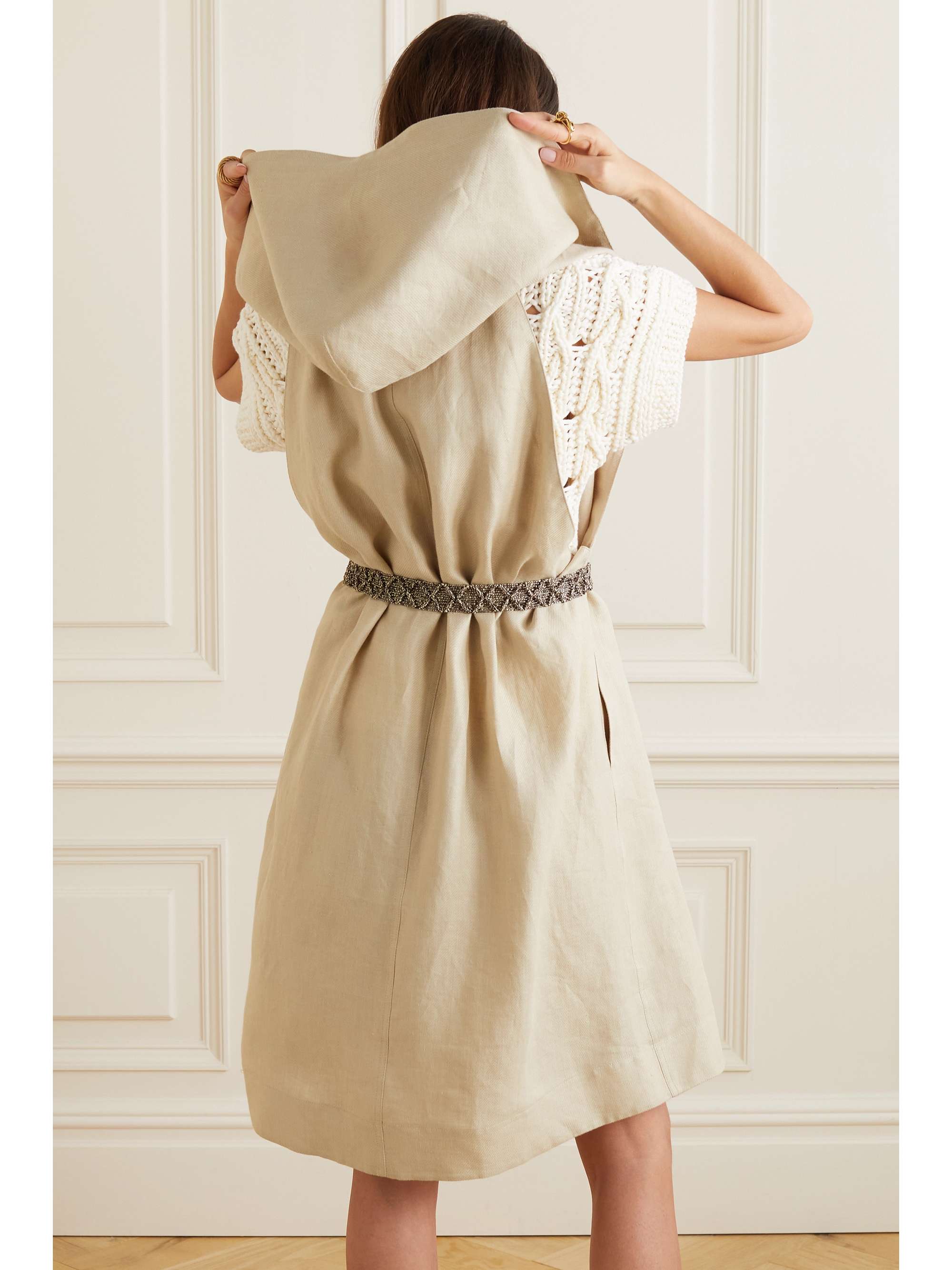 Draped linen vest view