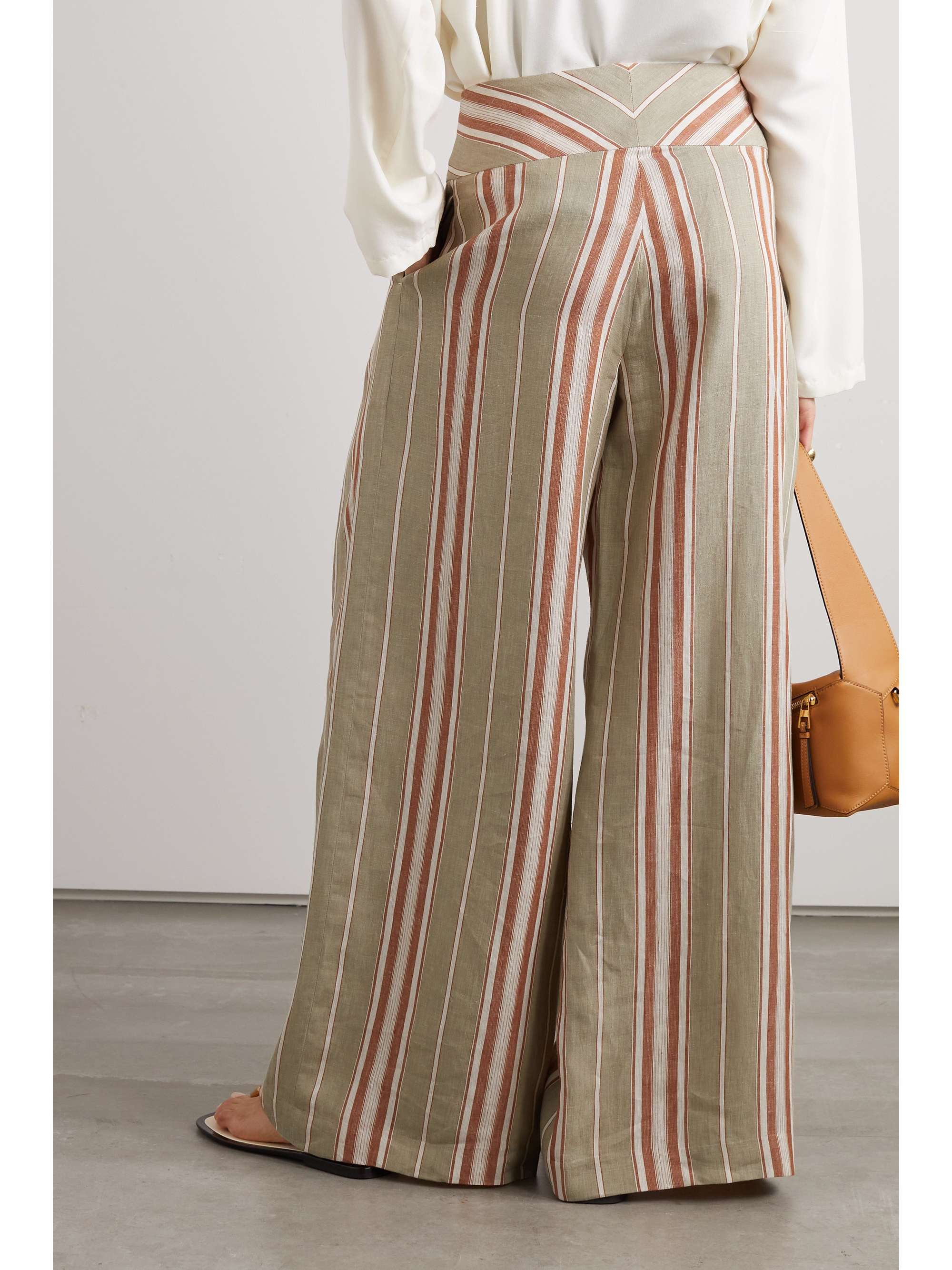 Notan striped linen wide-leg pants view