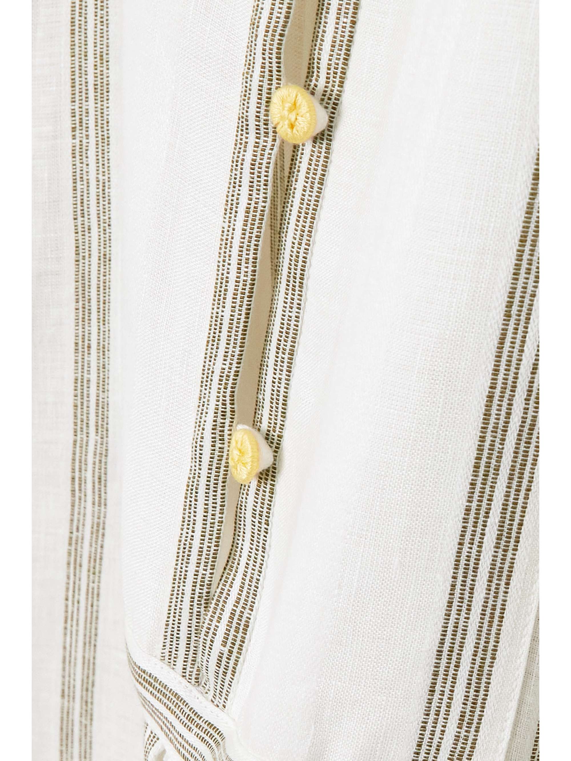 Pleated striped linen midi dress view