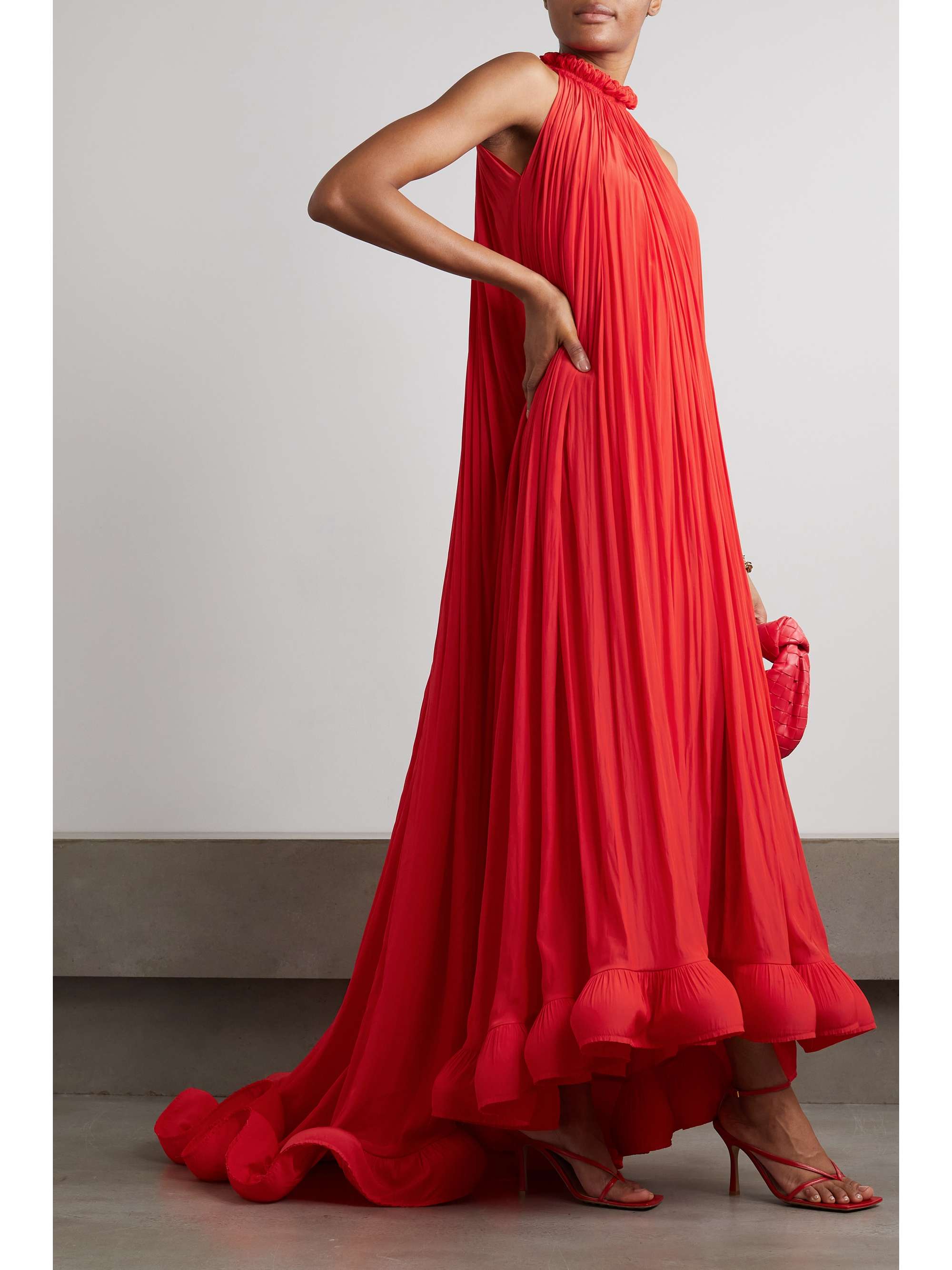 Ruffled charmeuse gown view