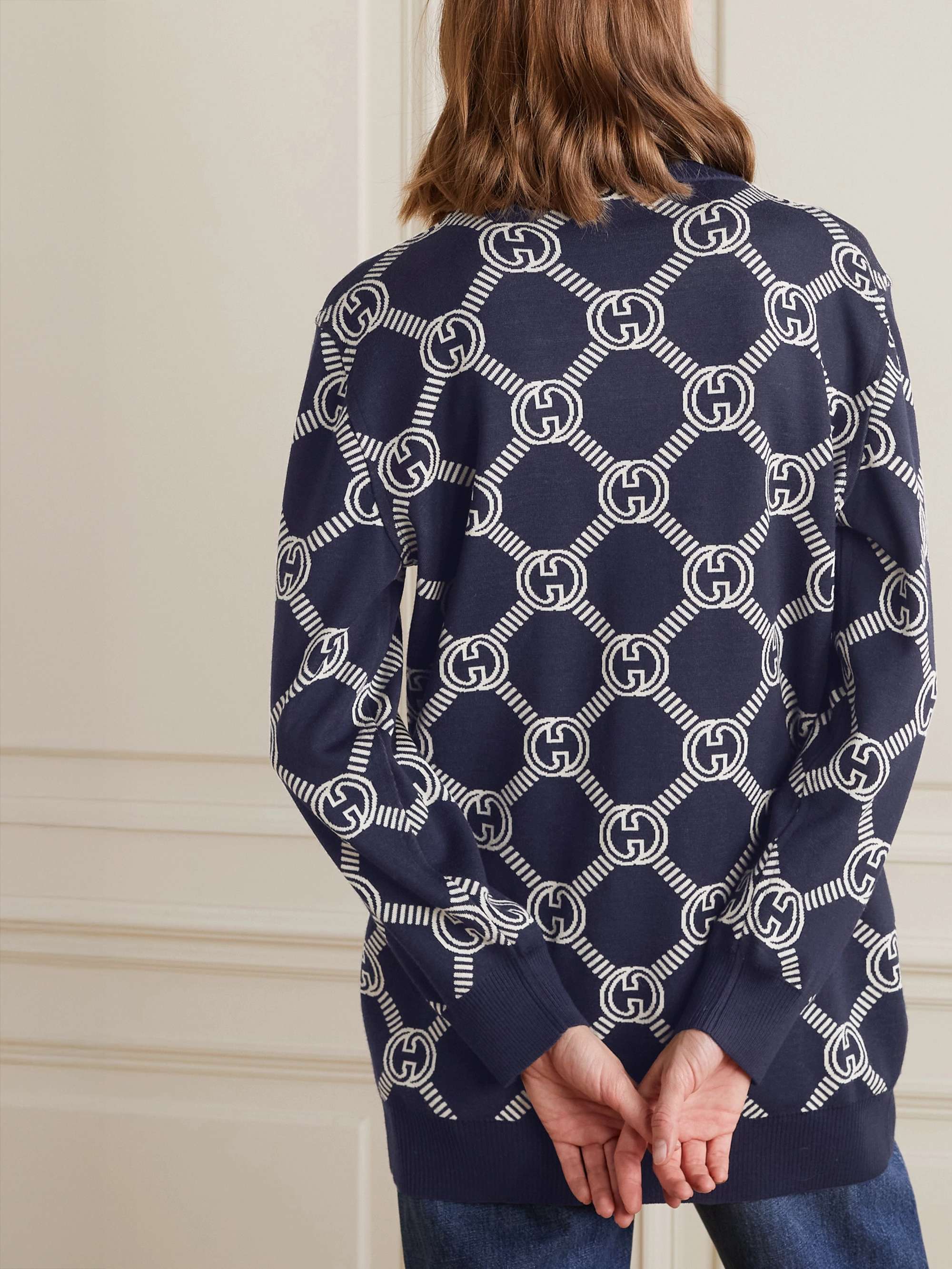 Reversible jacquard-knit wool-blend cardigan view