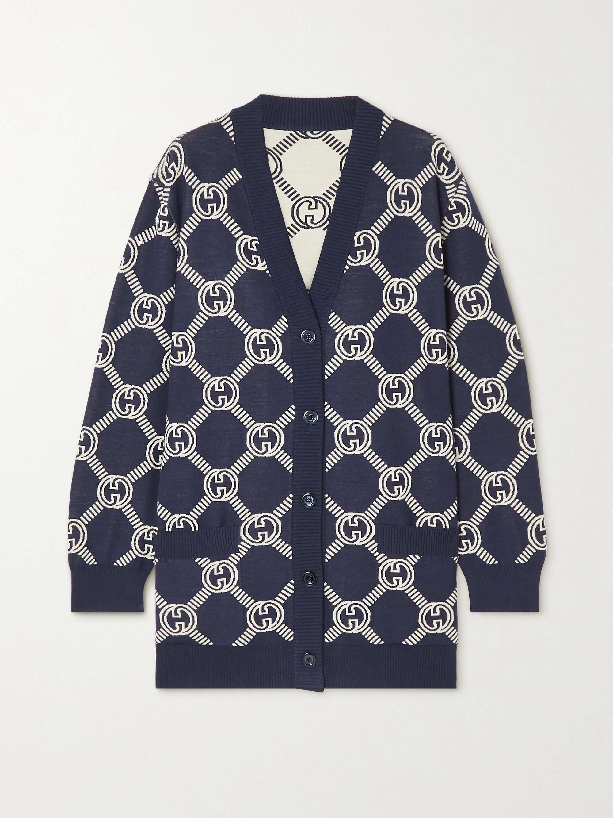 Reversible jacquard-knit wool-blend cardigan view