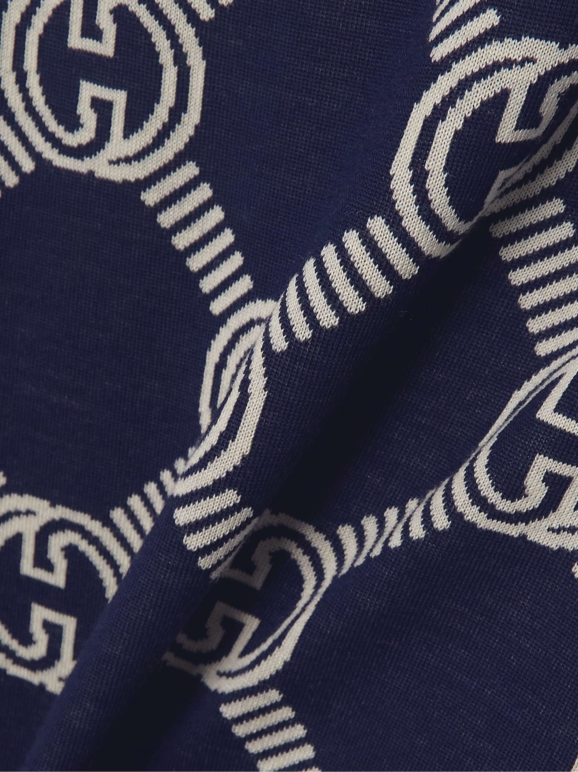 Logo-jacquard stretch wool-blend sweater view