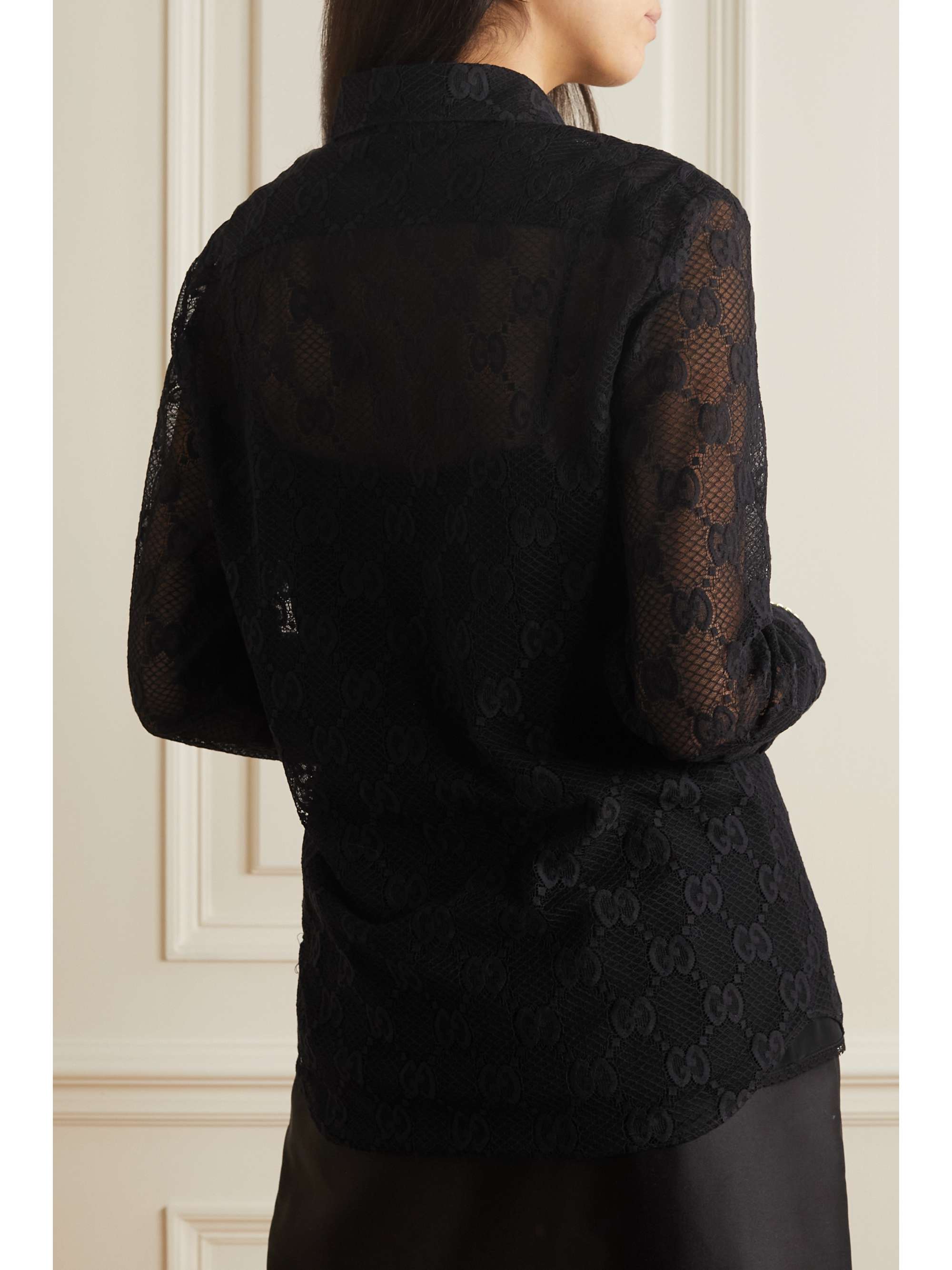 Lace and silk-satin shirt view