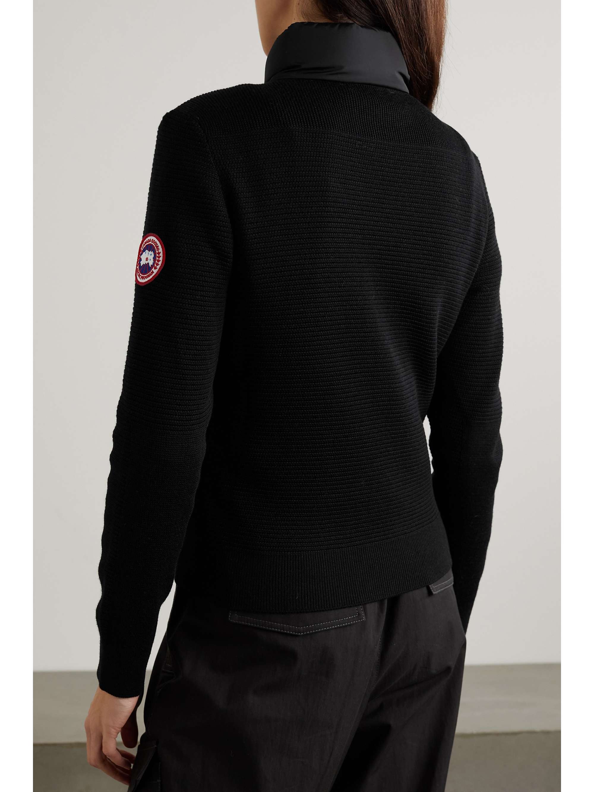 Hybridge paneled wool and quilted shell down jacket view