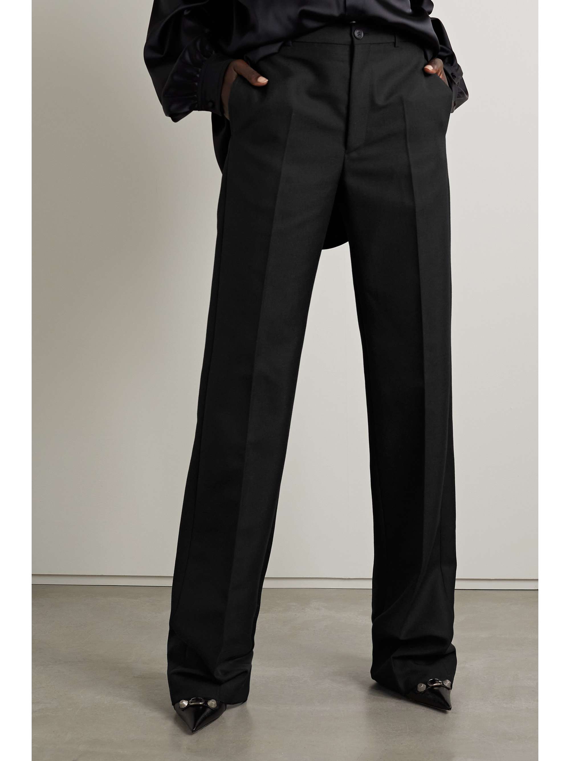 Wool and mohair-blend wide-leg pants view