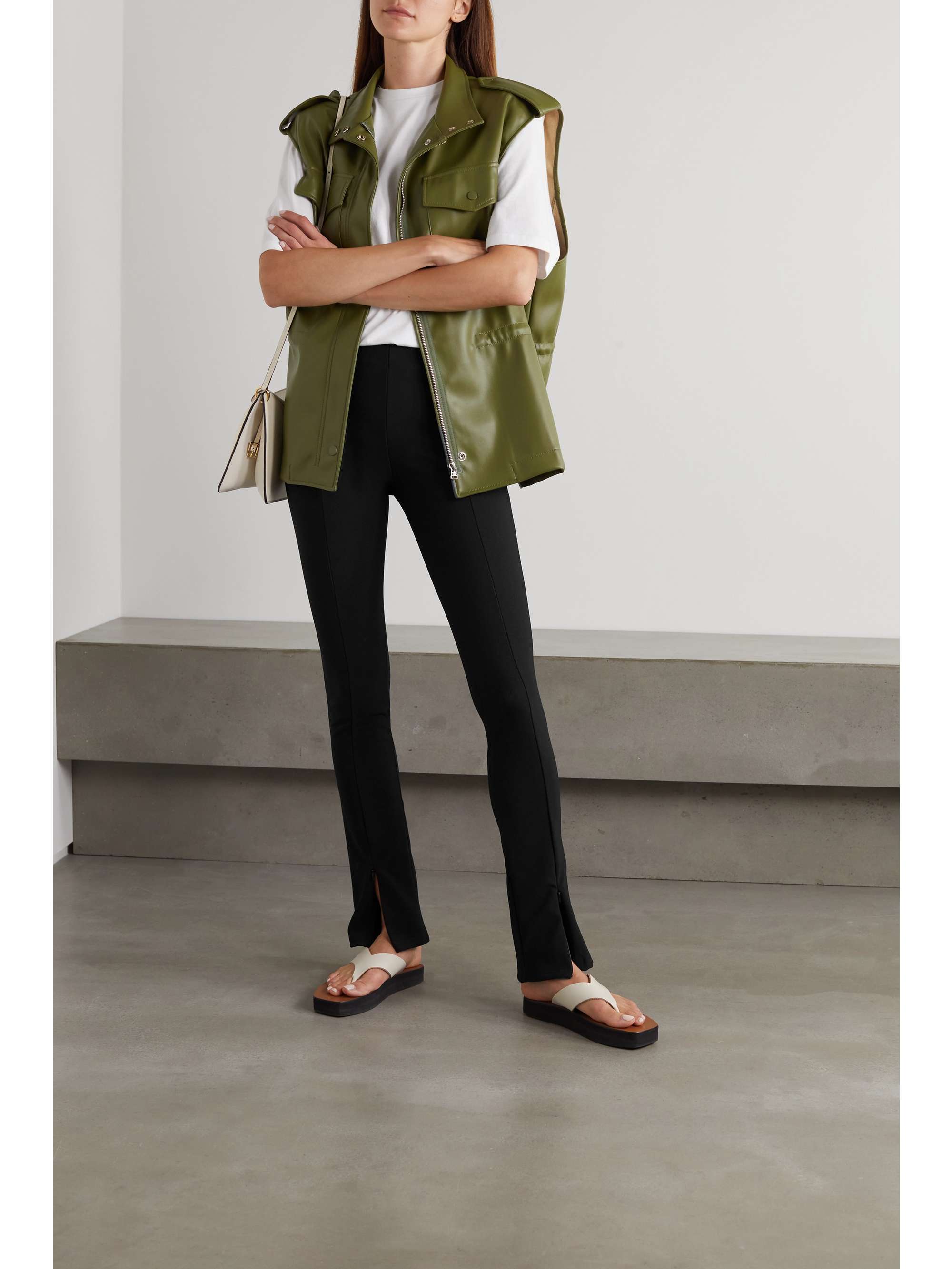 Reya ribbed stretch-jersey flared leggings view