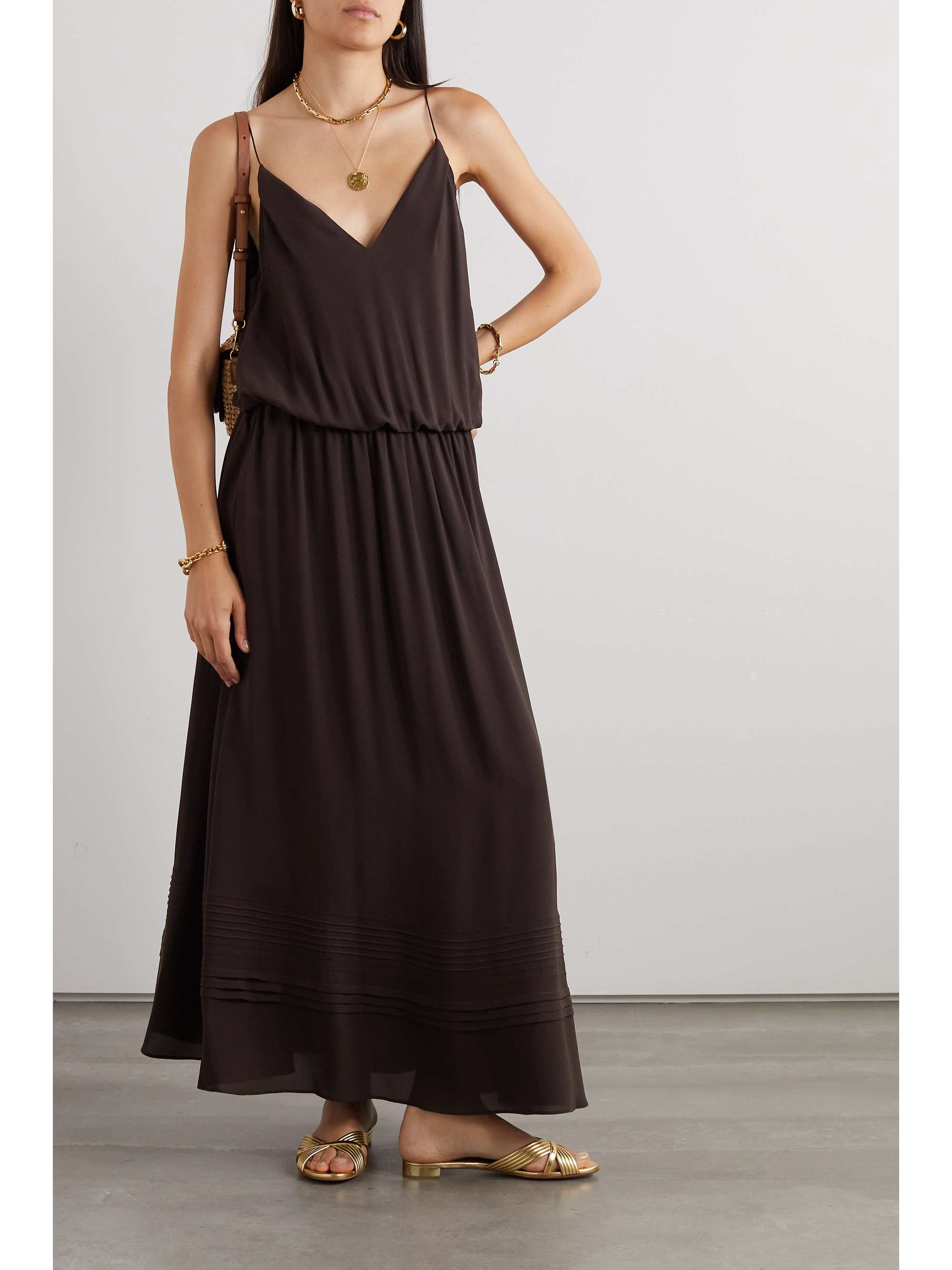 Jacaline draped silk crepe de chine maxi dress view