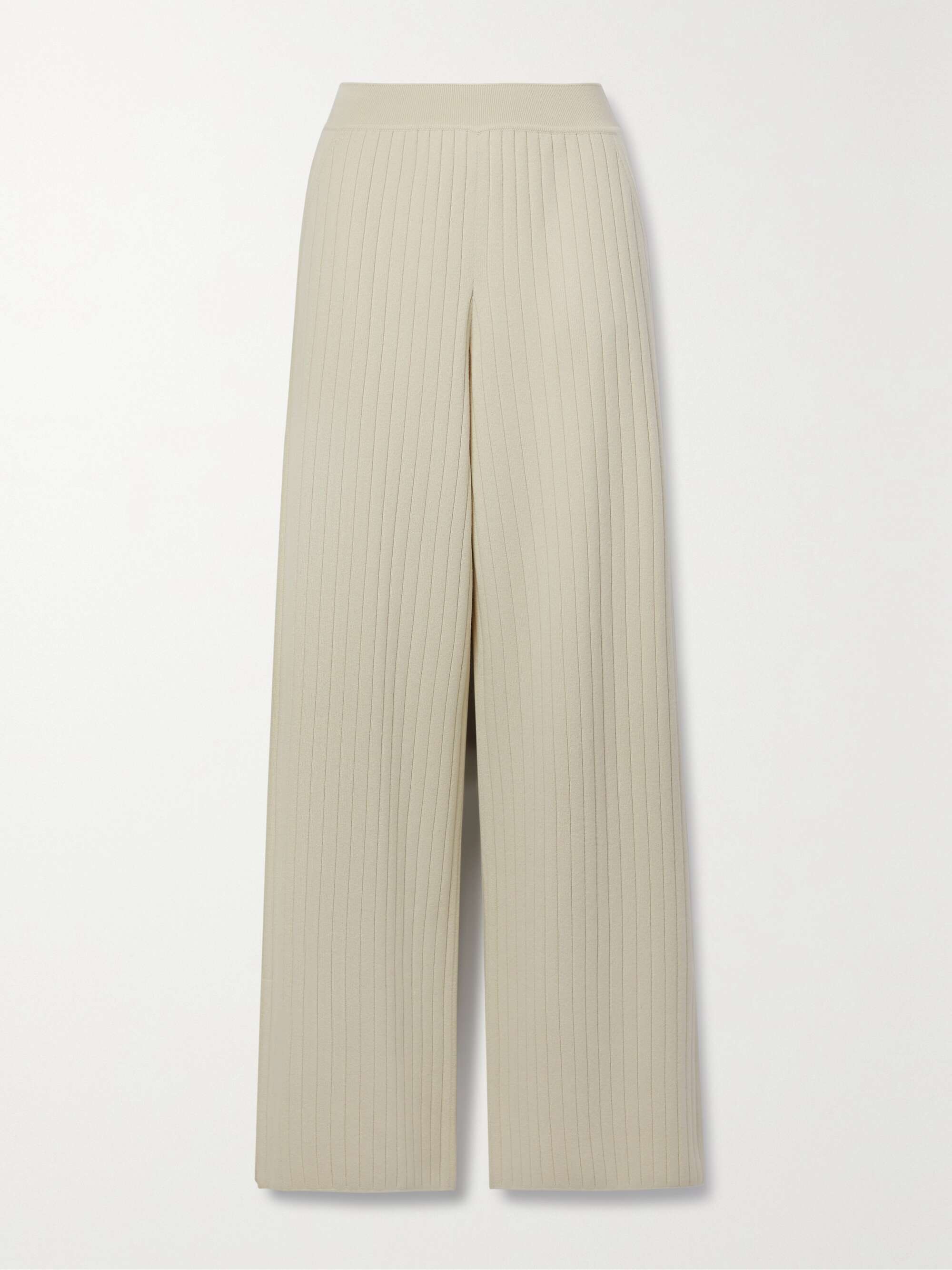 Ribbed cashmere-blend track pants view