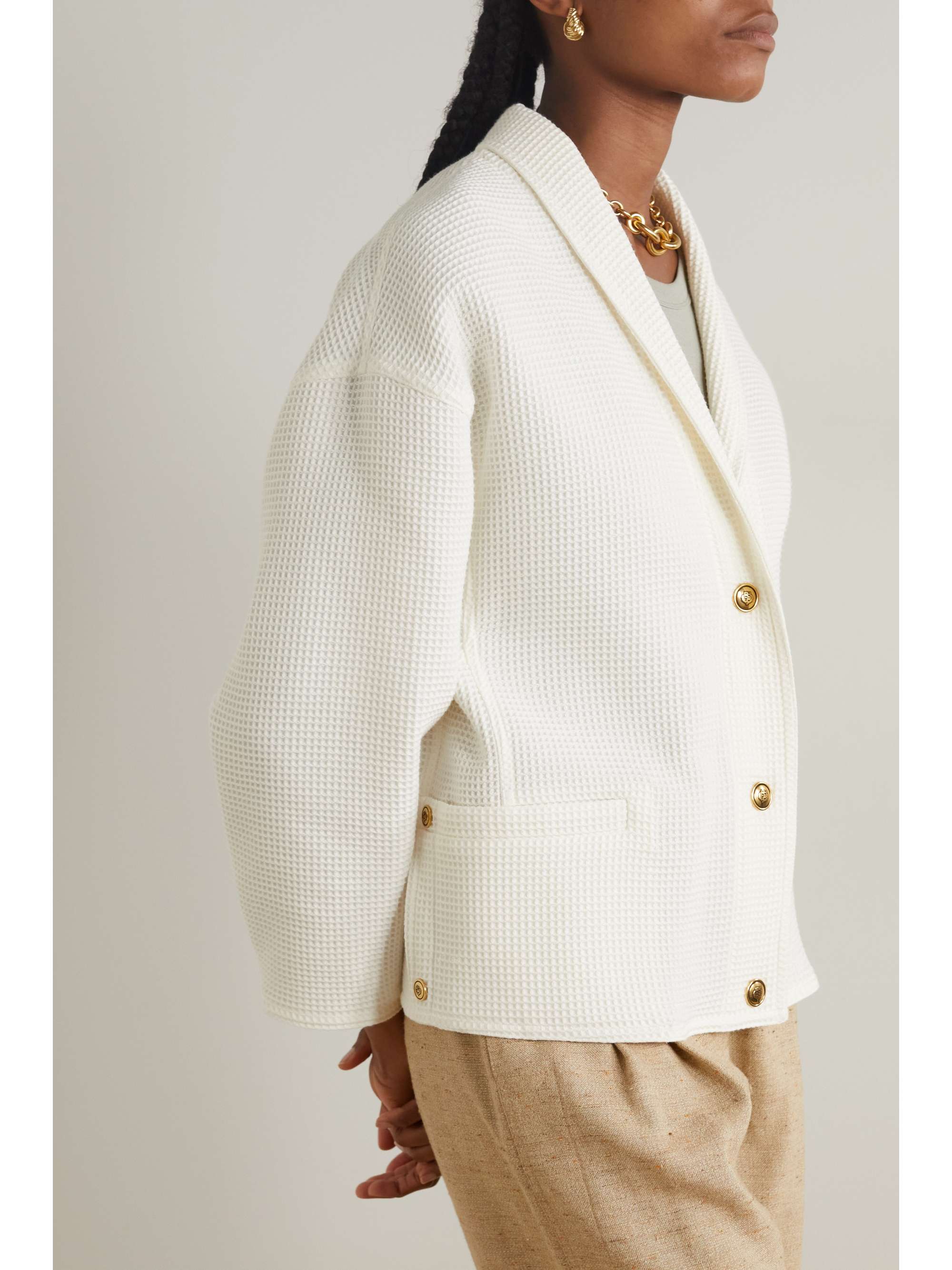 Shana waffle-knit cotton cardigan view