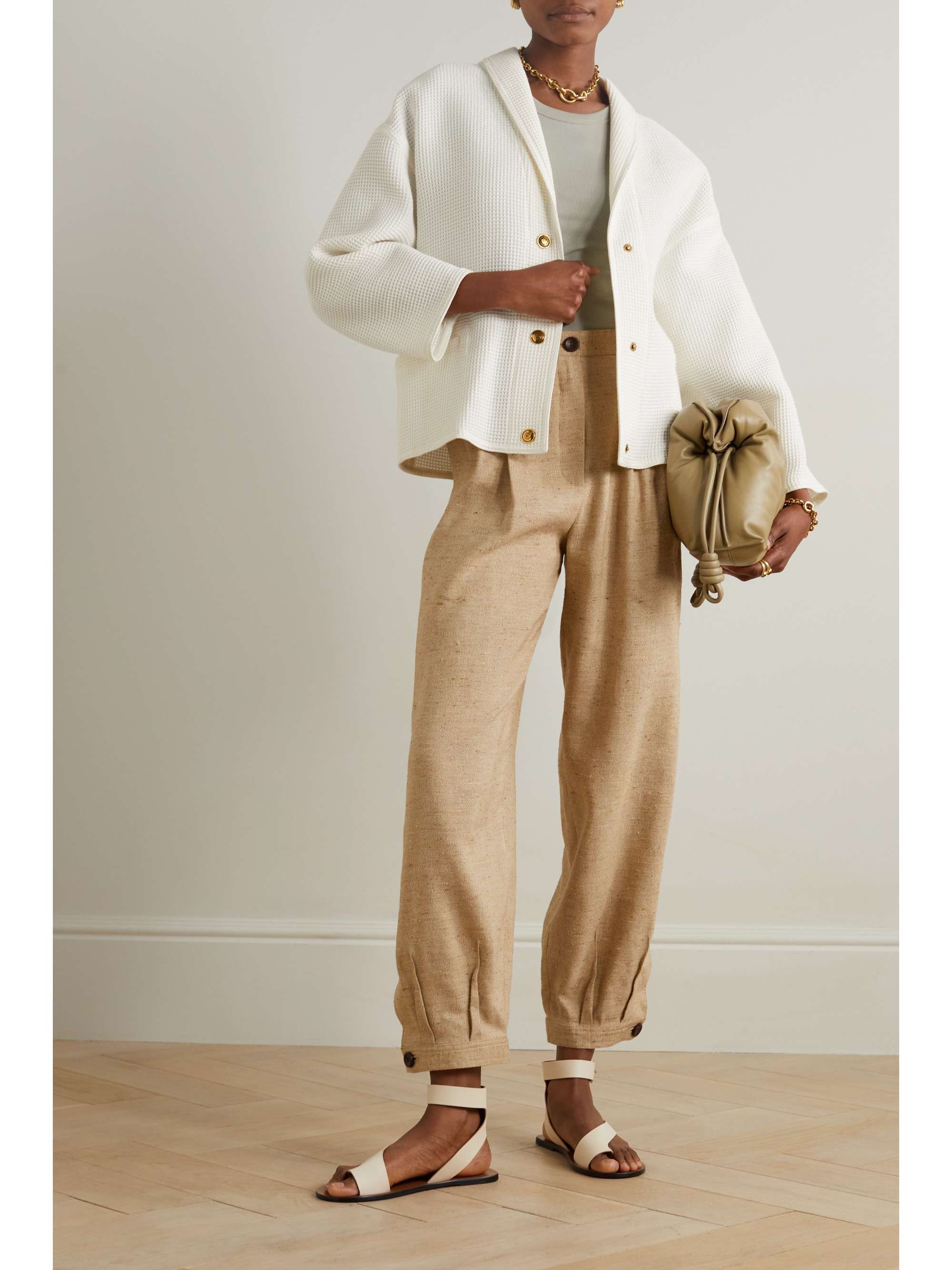 Shana waffle-knit cotton cardigan view