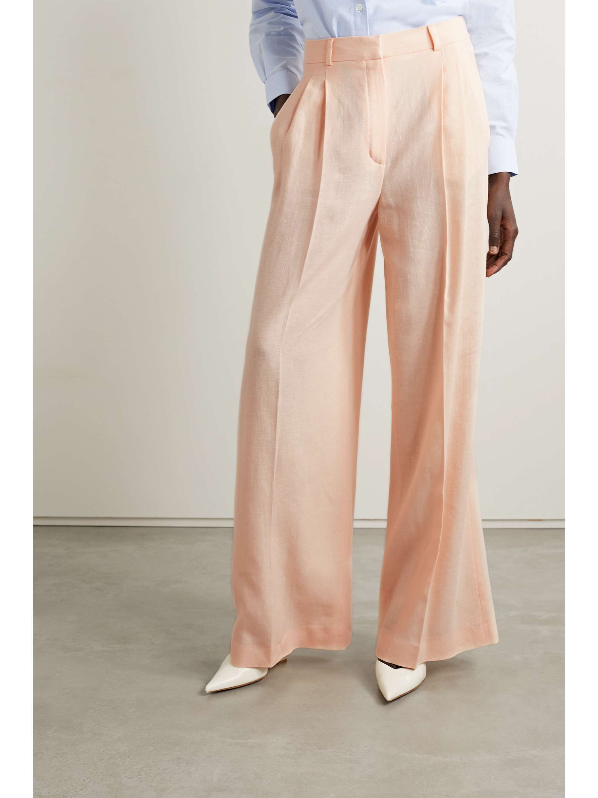 Nyack pleated linen and wool-blend wide-leg pants view