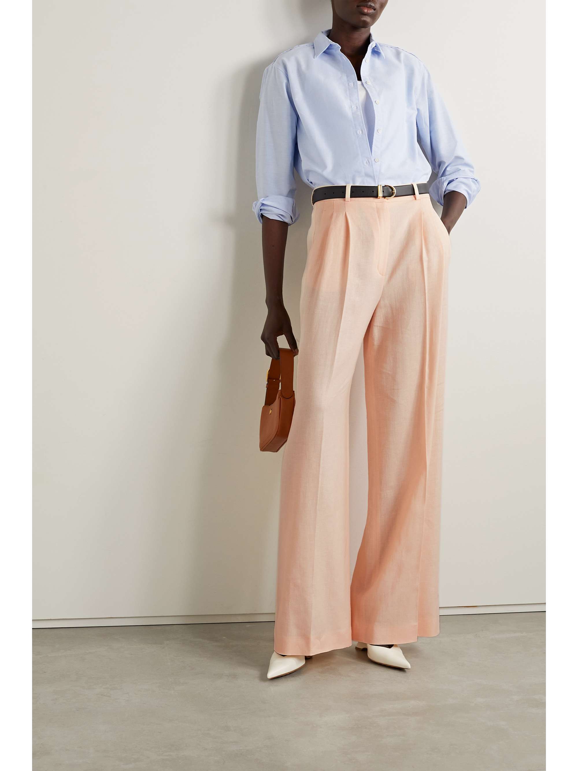 Nyack pleated linen and wool-blend wide-leg pants view