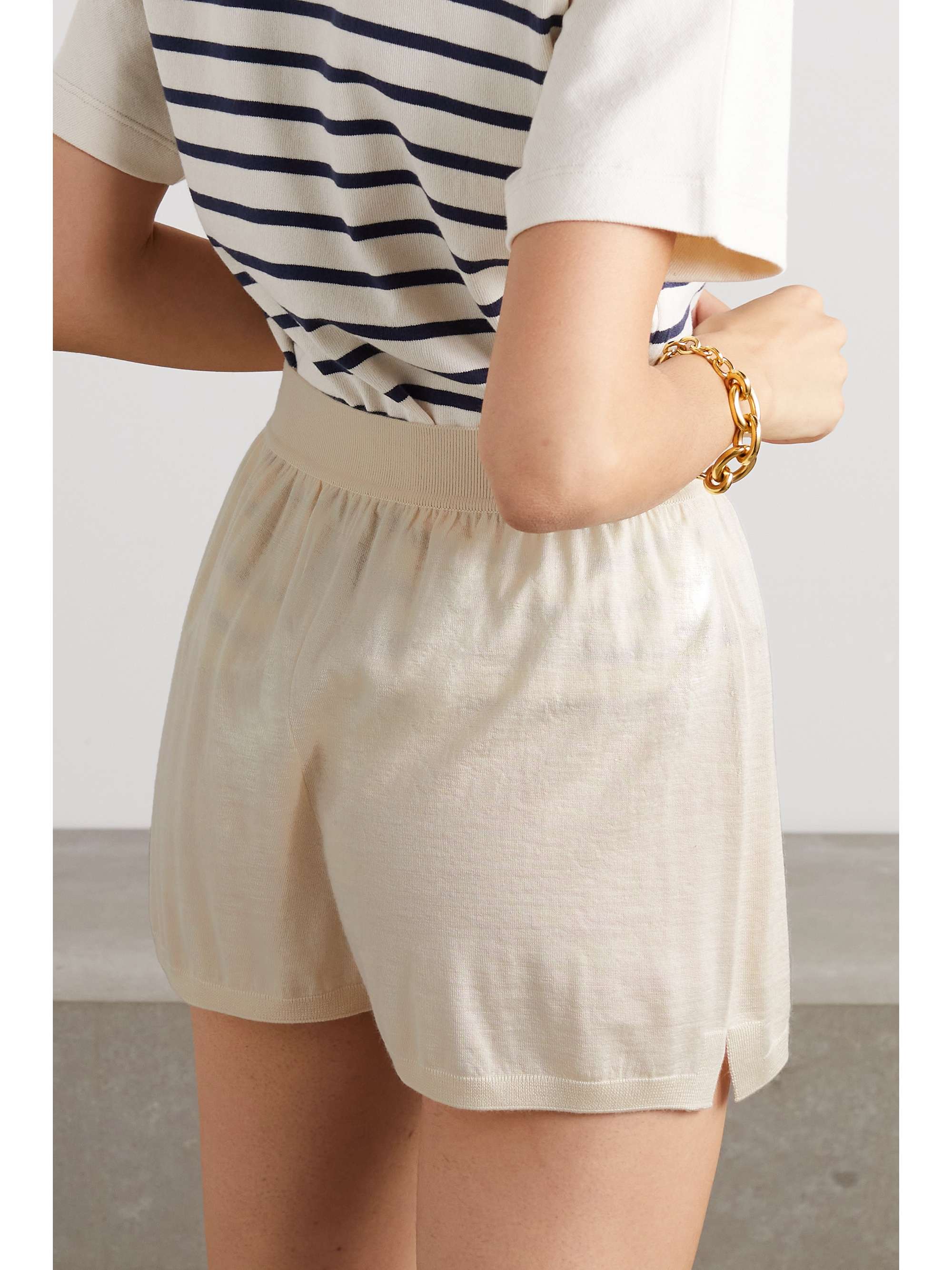 Cashmere and silk-blend shorts view